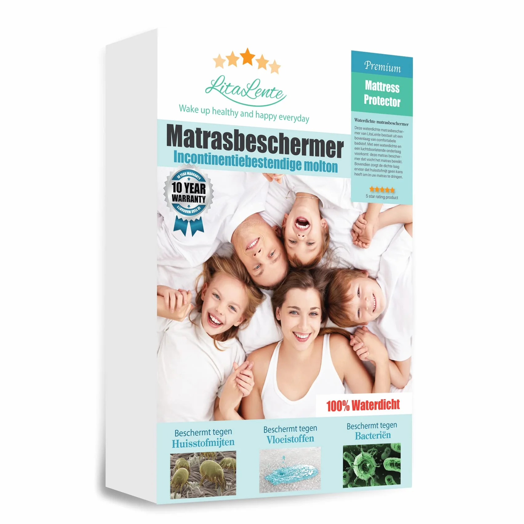Wodoodporna ochraniacz na materac 120 x 200 cm – molton – elastyczna tkanina frotte, antybakteryjna, okrągła, elastyczna, biała, wodoodporna, ochraniacz na materac przed nietrzymaniem moczu, 120 cm x
