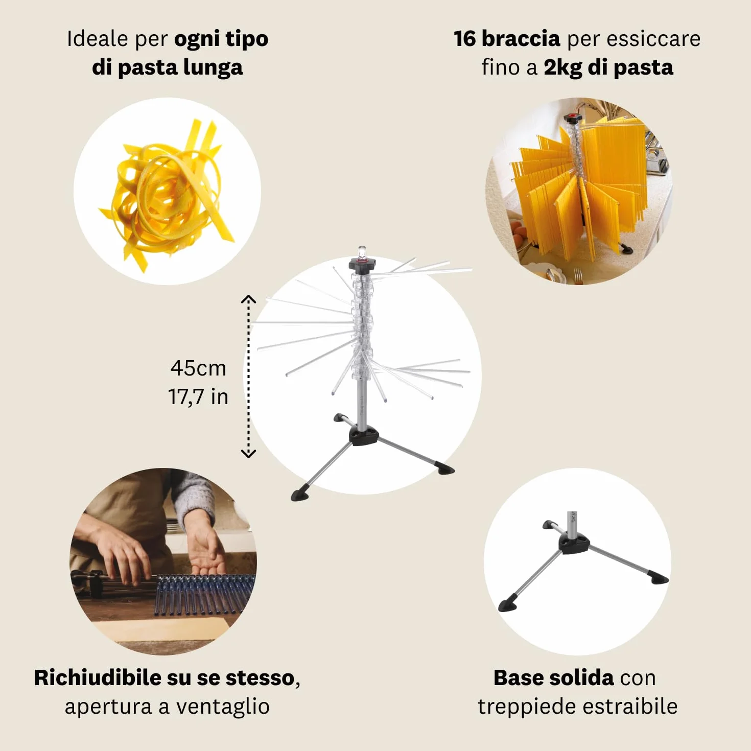 Marcato TP-NOWA Tacapasta suszarka do ciasta, z tworzywa sztucznego, przezroczysta