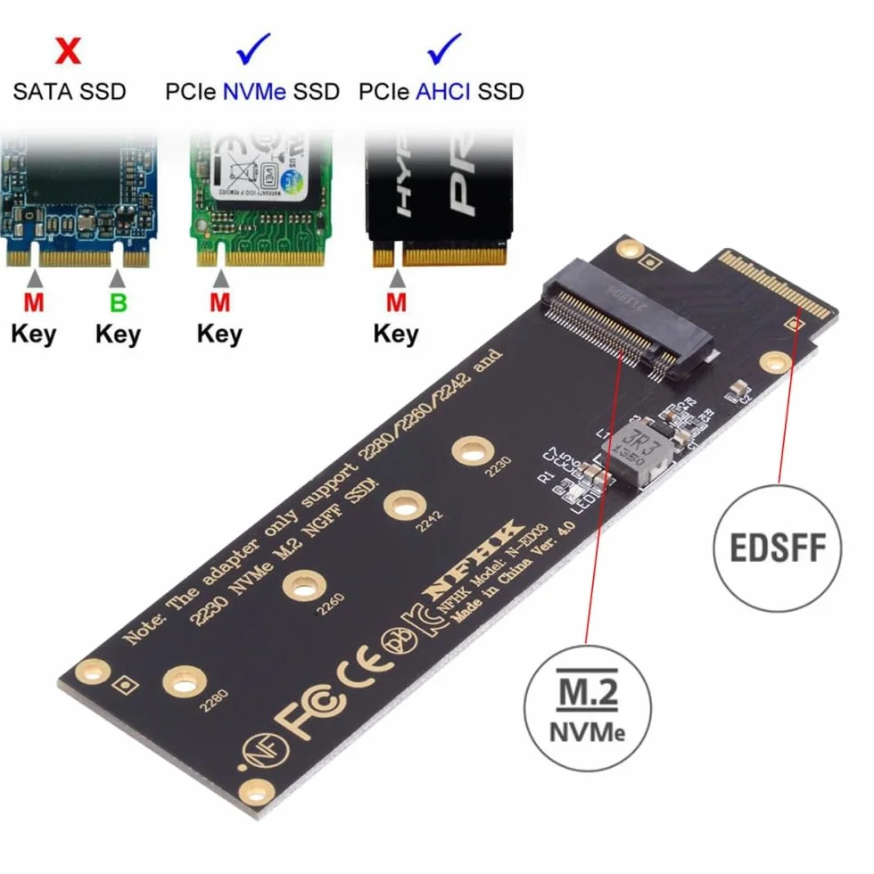 CY Karta NVMe NGFF M-Key 4X do PCI-E Ruler 1U GEN-Z EDSFF Short SSD E1.S Host Carrier Adapter