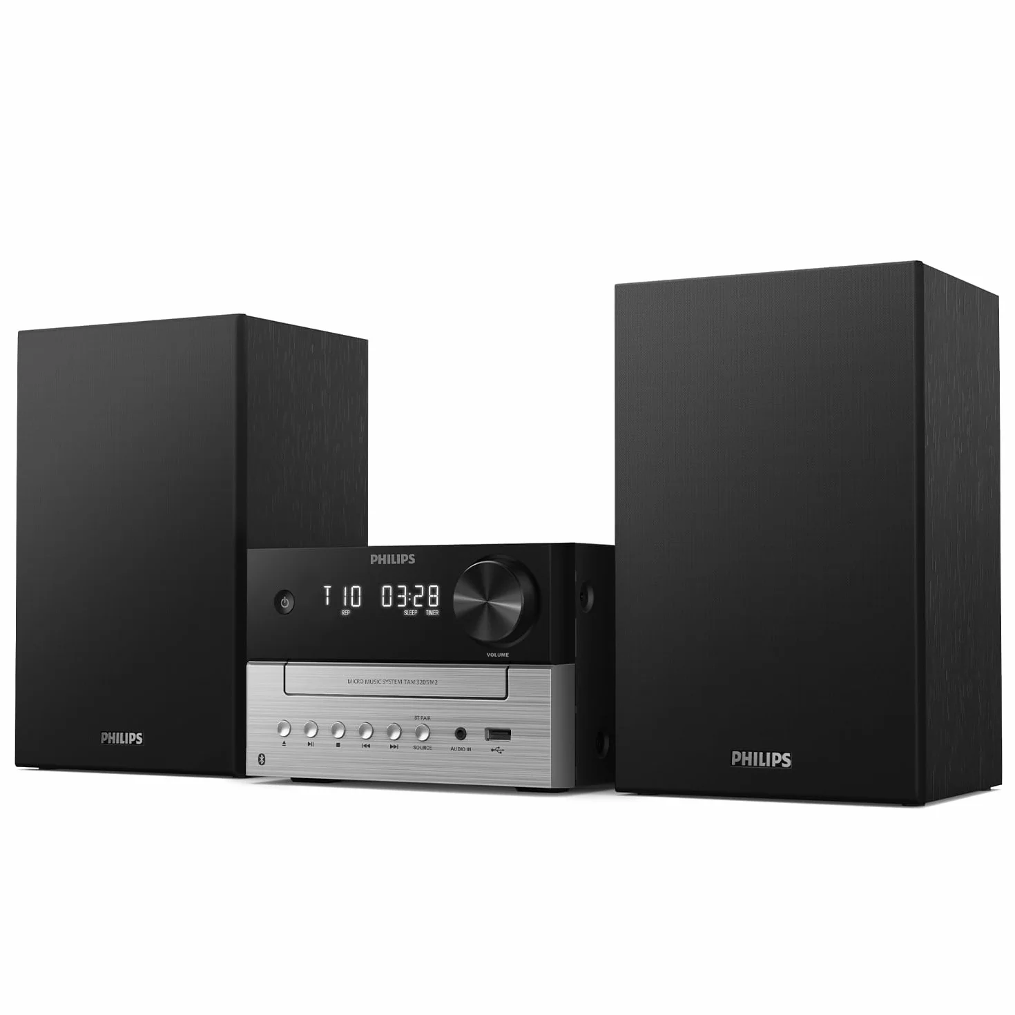 Philips Audio Mikrowieża hifi TAM3205M2, funkcja Bluetooth, odtwarzacz CD, USB, funkcja Auracast Radio FM, produkt w 85% wykonany z tworzywa sztucznego pochodzącego z recyklingu