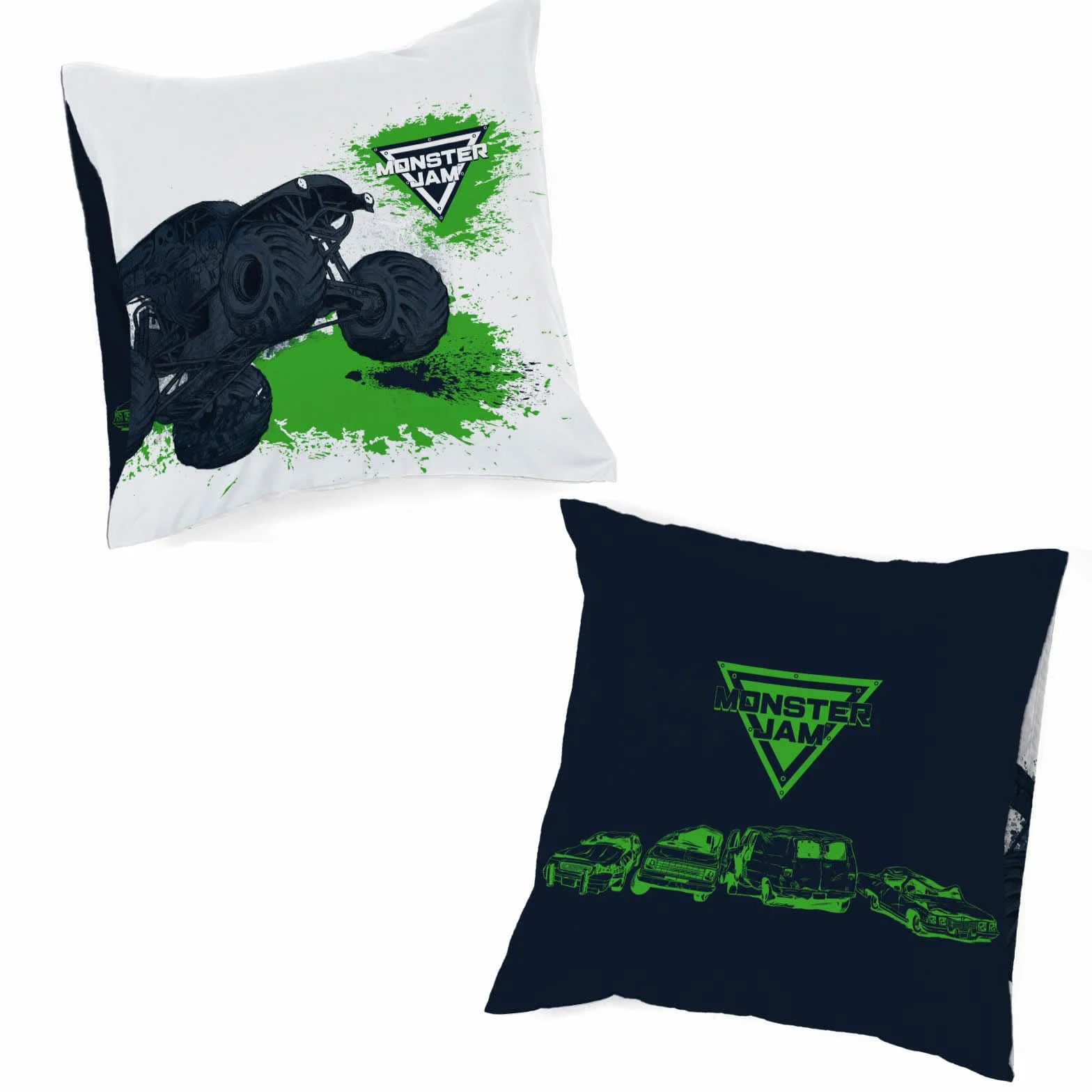 Jay Franco Kids Feld Monster Jam komplet pościeli – super miękka pościel z poszewką na poduszkę, tylko poszewka, kołdra nie wchodzi w zakres dostawy, biała, 2-częściowy, łóżko pojedyncze