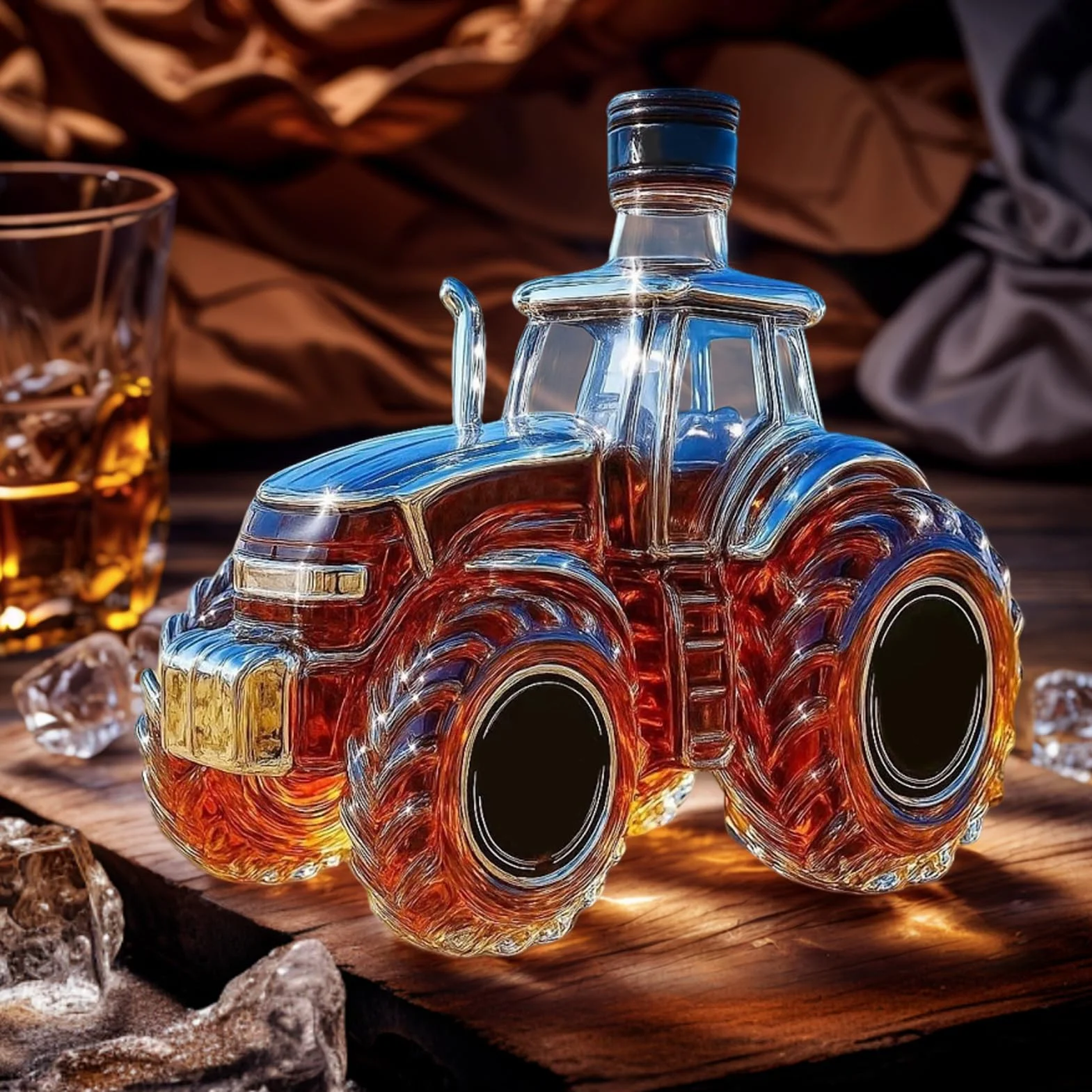 Butelki na alkohol | 300 ml dozownik alkoholu w kształcie traktora - dozownik do butelek wódki whisky, do napojów brandy burbon, rodzinne spotkanie, przyjęcie, Boże Narodzenie, wesela