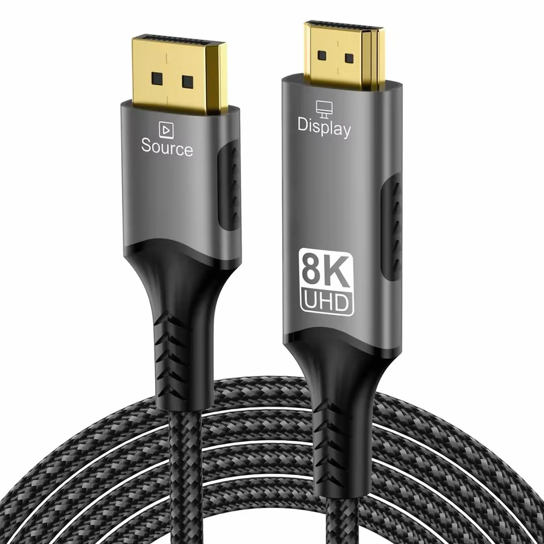 PremiumCord Kabel 8K DisplayPort 1.4 do HDMI 2.1, Męski do Męskiego, Rozdzielczość 8K@60Hz, 4K@144Hz, Full HD 1080p, HDCP2.2, Kolor: Czarny, Długość: 2m
