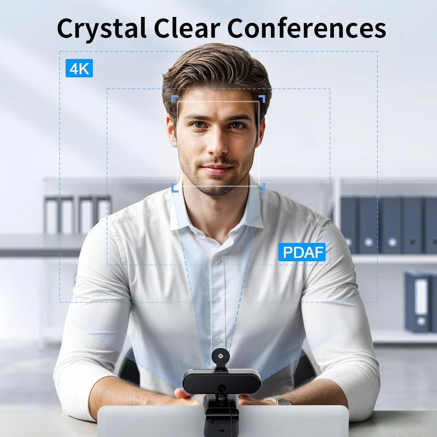 Kamera internetowa NOVA 4K, 4K kamera internetowa z 2 mikrofonami z redukcją szumów, kamera internetowa Ultra HD z szerokim kątem 73° i osłoną obiektywu, PDAF autofokus, kamera internetowa do