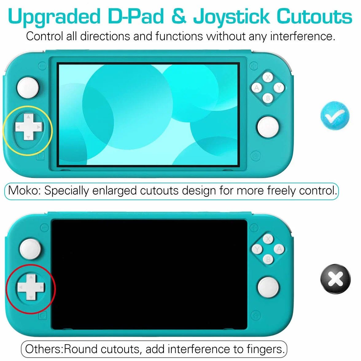 MoKo Protective Case Compatible with Nintendo Switch Lite, Soft Silicone Cover Rubber Anti-Scratch Shockproof Shell Case Accessories for Switch Lite Console and Controller - Turquoise