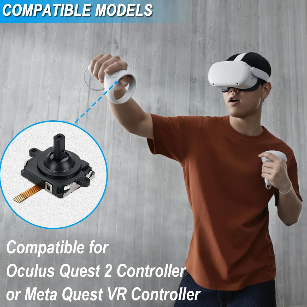 4-pak zamienników modułu joysticka do kontrolera Oculus Quest 2 / kontrolera Meta Quest VR, lewy i prawy analogowy moduł czujnika sterowania kciukiem z nakładkami joysticka DIY i narzędziami