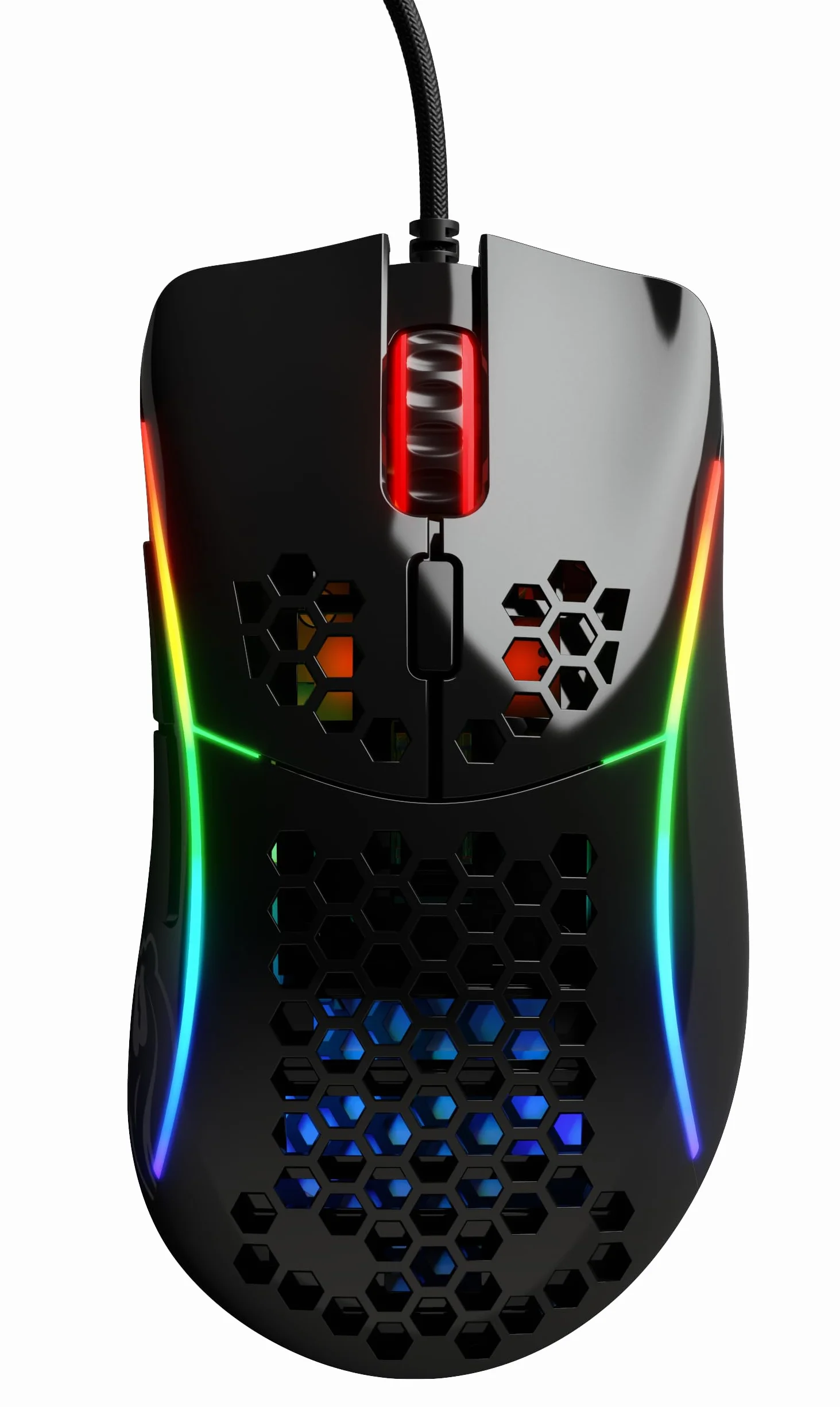 Glorious Gaming Model D- Mysz Przewodowa Superlekka 61g Plaster Miodu RGB Pixart 3360 Przełączniki Omron Ślizgacze PTFE Połyskująca Czerń
