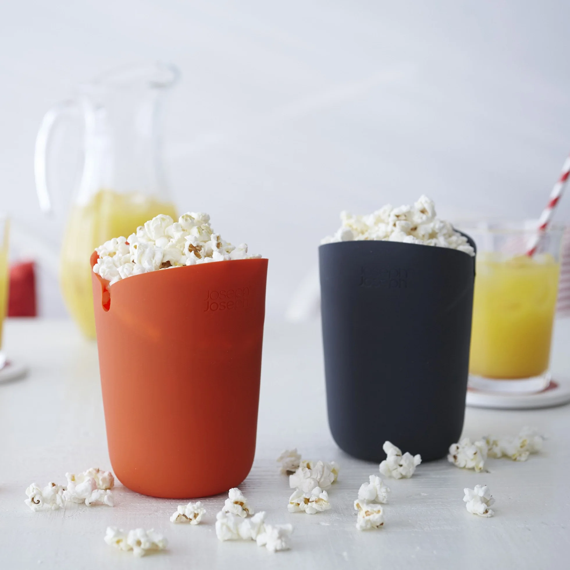 Joseph Joseph M-Cuisine przyrząd do robienia popcornu, zestaw 2 sztuk, pomarańczowy/szary