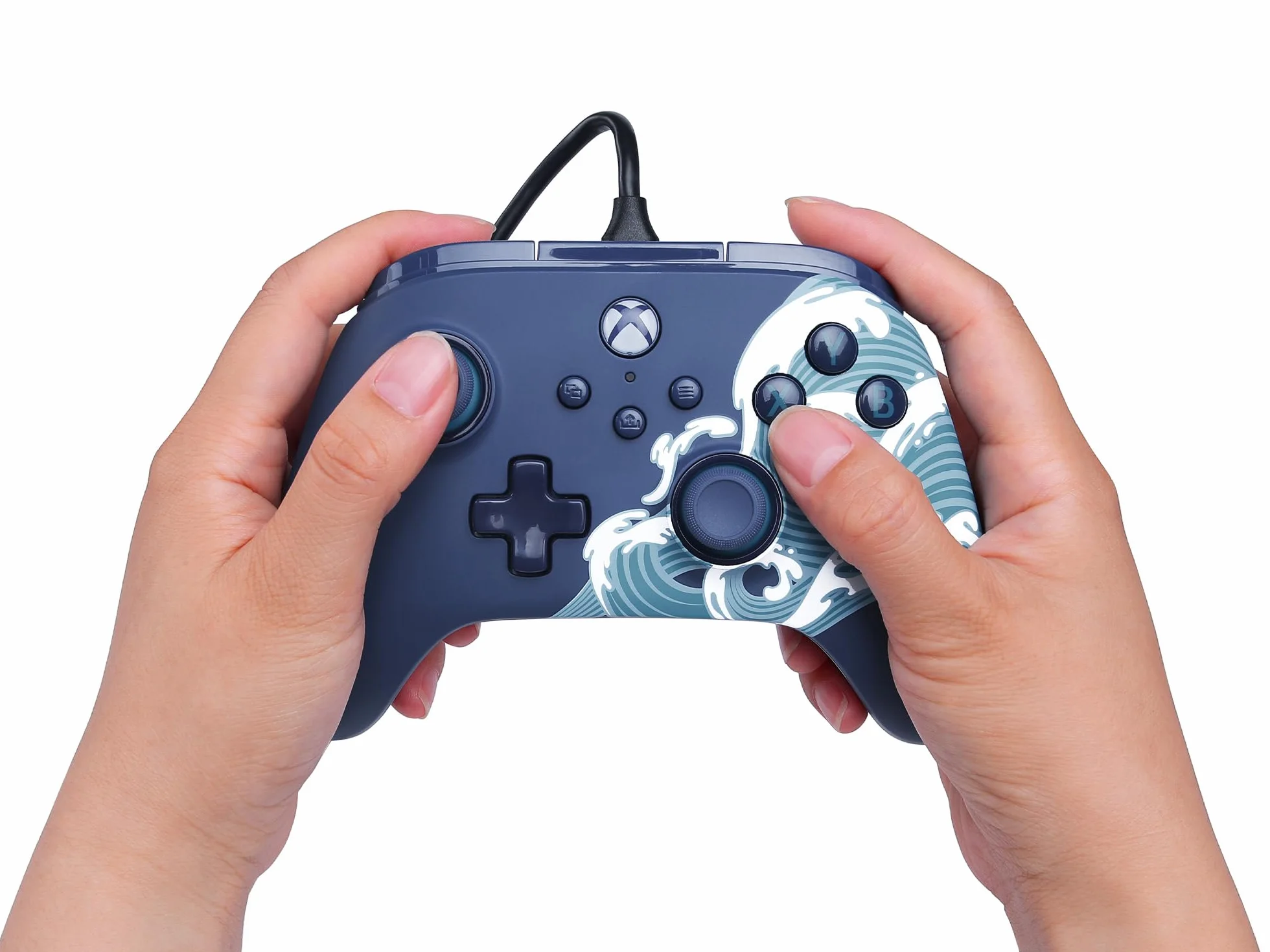 Kontroler przewodowy PowerA Advantage do konsoli Xbox Series X|S - Morska fala, Pałki z efektem Halla, kontroler do gier, Xbox Series X|S