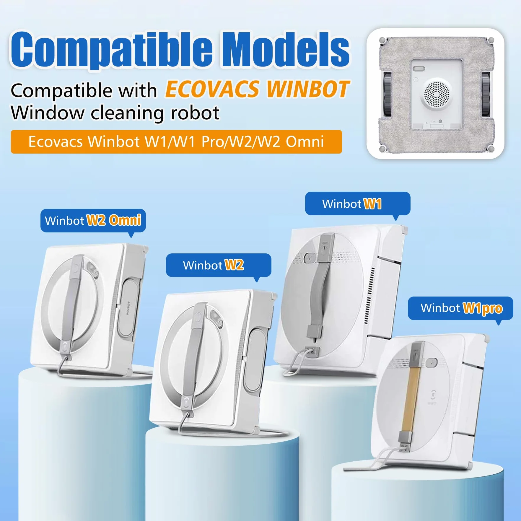 10 sztuk podkładek do czyszczenia okien ECOVACS WINBOT W2 Omni / W2 / W1 Pro / W1 Pro / W1 robot do mycia okien, ściereczki z mikrofibry wielokrotnego użytku i nadają się do prania, skutecznie czyści