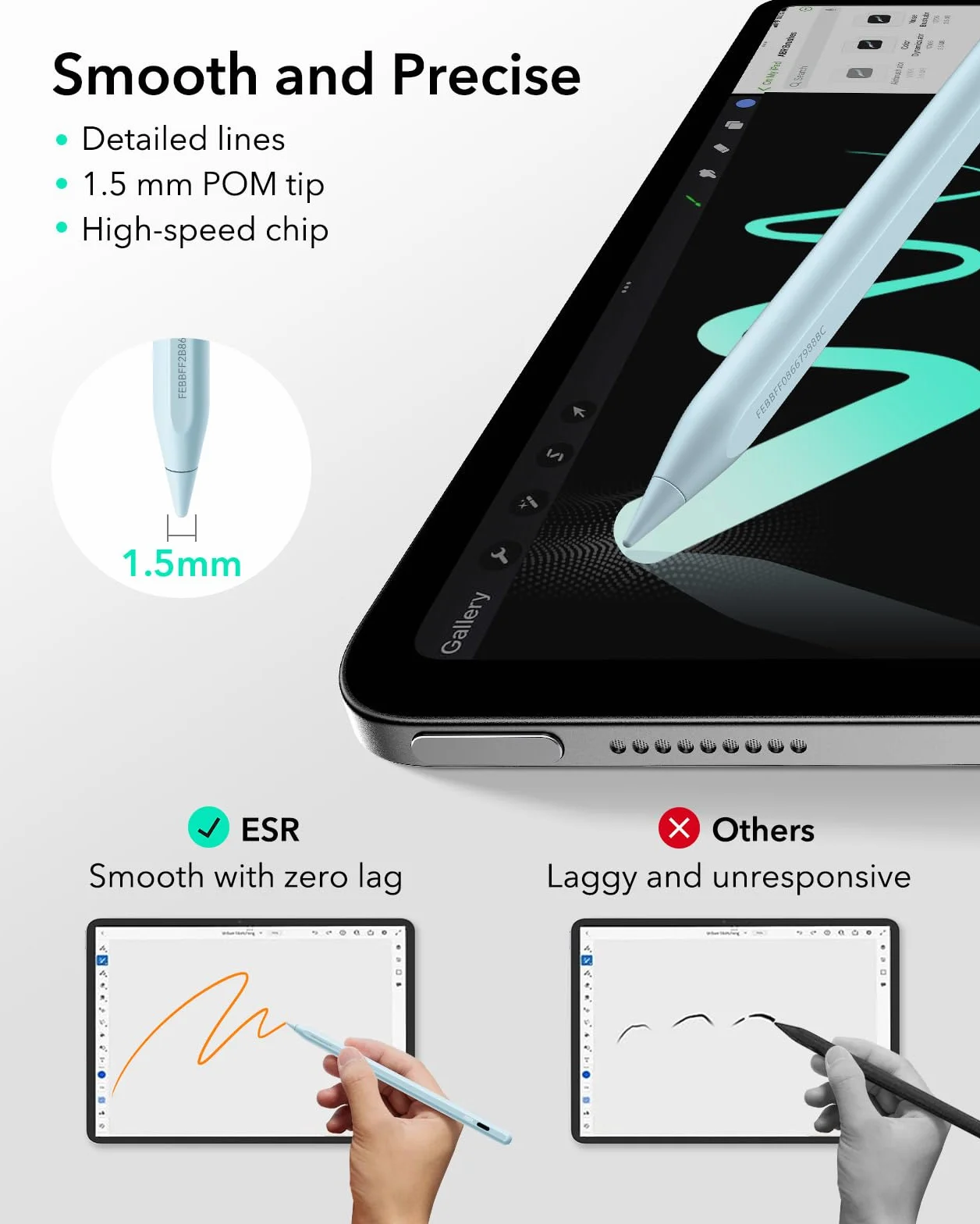 ESR Geo Digital iPad Pencil Findmy kompatybilny z Apple iPad 2018-2025, z prostymi skrótami do Apple iPad A16/10/9/8 i Air 13/11 i Pro 12,9/13/11 i Mini 7/6/5, niebieski (bez ładowania bezprzewodowego
