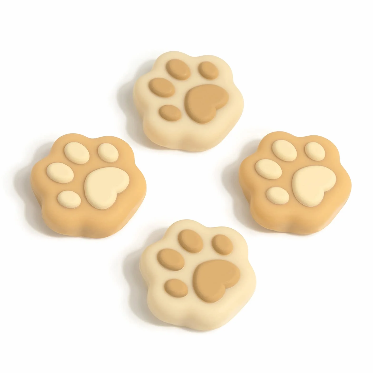 GeekShare Cat Paw Shape Thumb Grip Caps, Soft Silicone Joystick Cover Compatible with Switch/OLED/Switch Lite (Brown & Yellow)