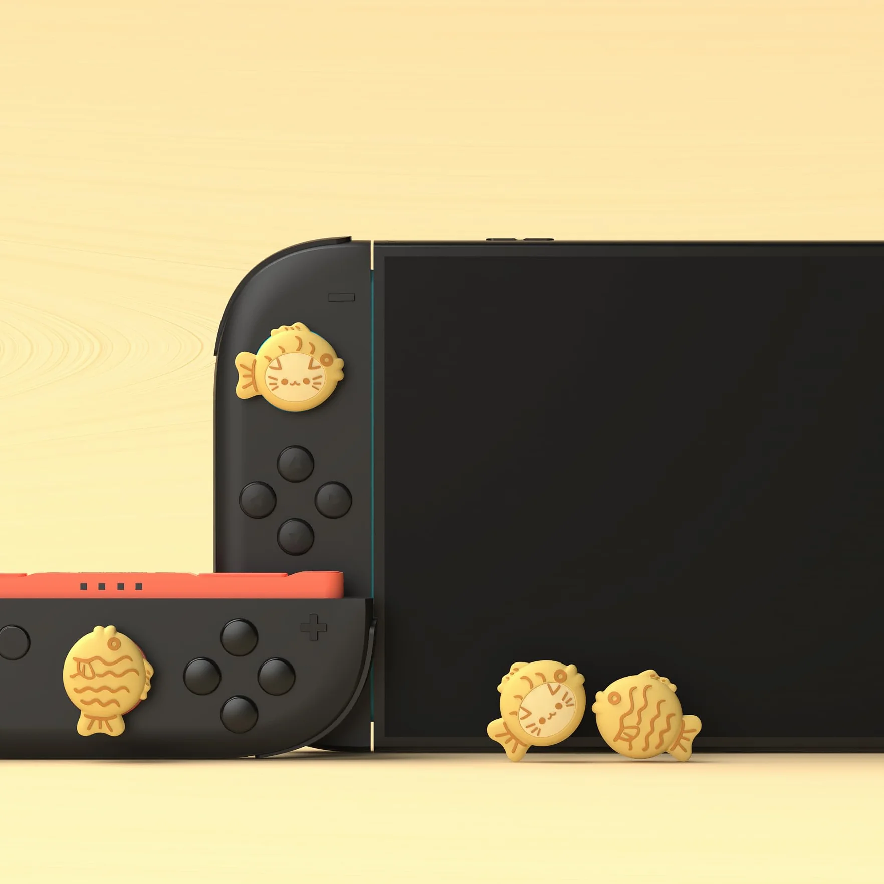 PlayVital Uchwyty na kciuki do Nintendo Switch 2, silikonowe nakładki na joysticki Kawaii (4-pak) - urocze akcesoria zwierzęce pokrowce na kciuki do Joycon 2 - Taiyaki Kitten