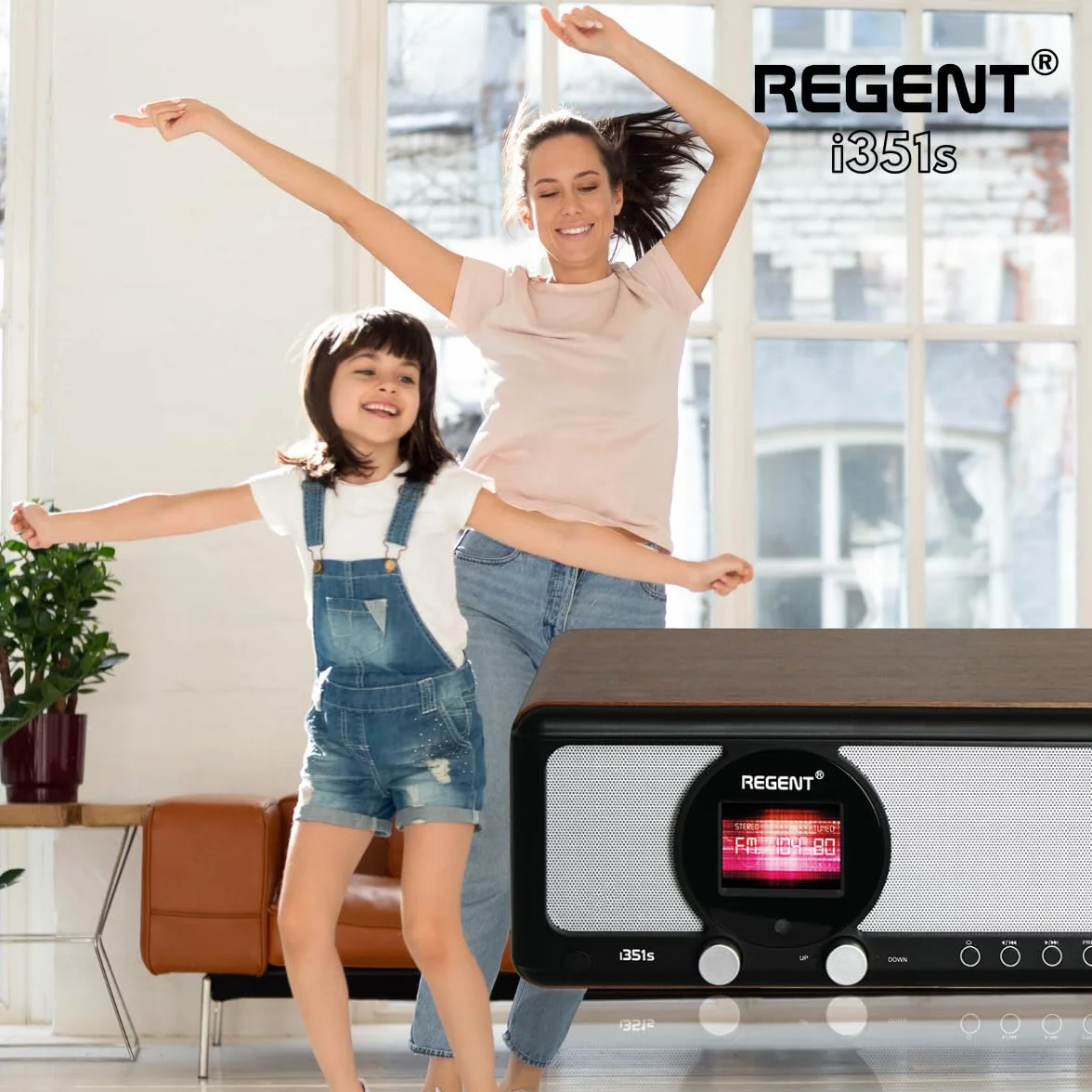 REGENT i351s Głośnik Spotify Connect DAB+ WI-FI Radio internetowe Hi-Fi Bluetooth FM 20, podwójny alarm, aplikacja do zdalnego sterowania, unikalny nadajnik Bluetooth Two Way BT (Biały)