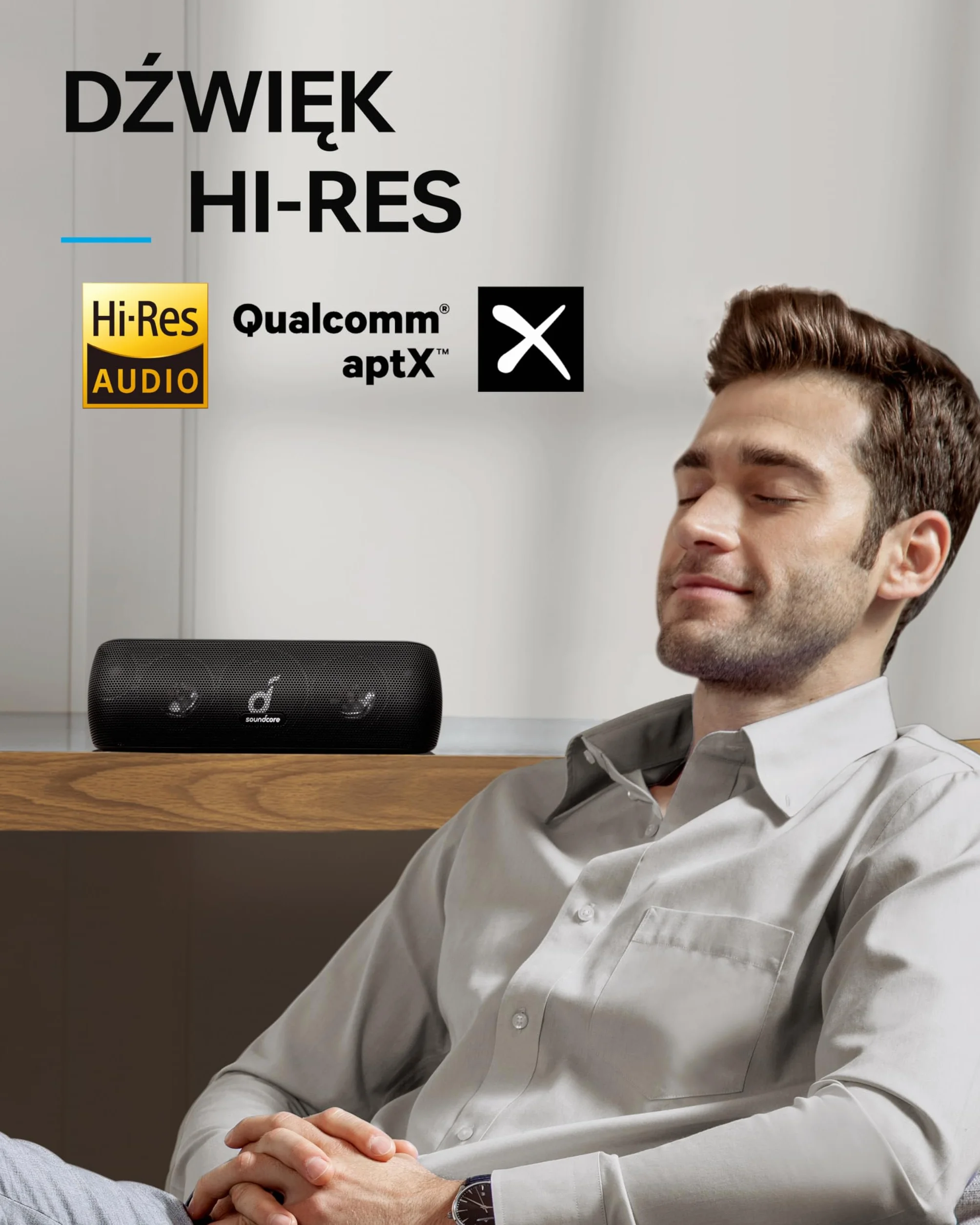 Soundcore Motion+ bezprzewodowy głośnik Bluetooth wysokiej jakości 30 W, rozszerzony bas i wysokie tony, z aplikacją, możliwość dostosowania EQ, 12-godzinny czas odtwarzania (Czarny)