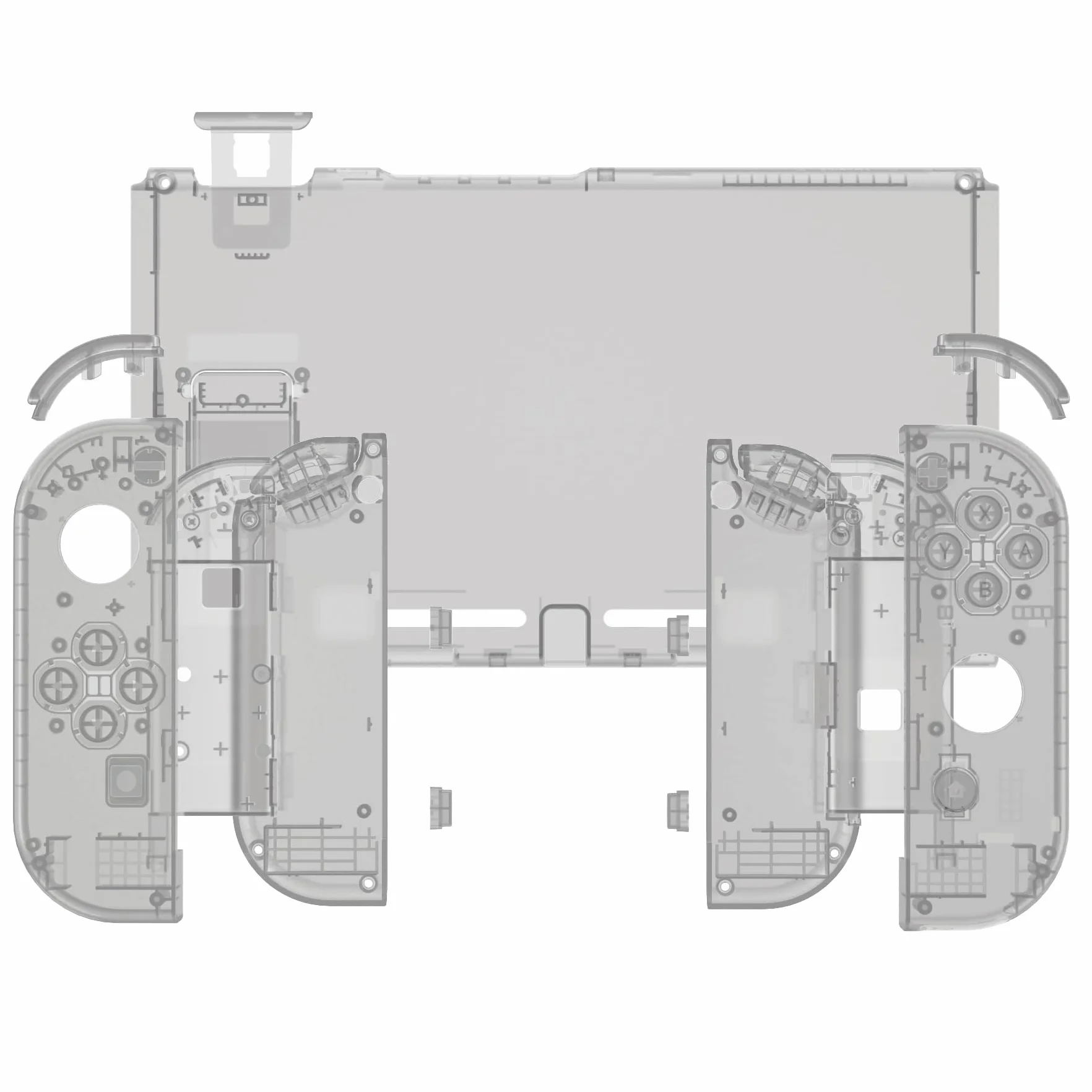 eXtremeRate Pełne etui na Switch Joycon Grip Cover Tylna obudowa Konsola Klawisze DIY Kolorowe przyciski Zamiennik Przezroczysty Czarny