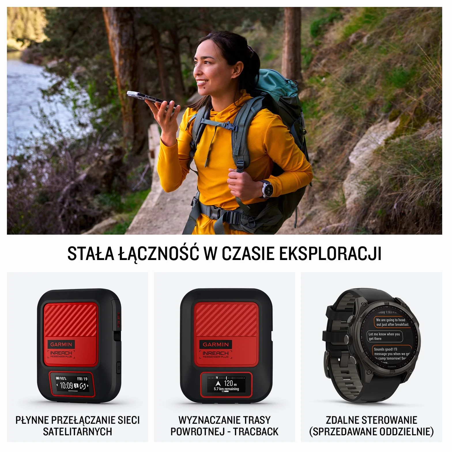Garmin inReach Messenger Plus Kompaktowy Komunikator Satelitarny z Obsługą Wiadomości Multimedialnych Czerwony