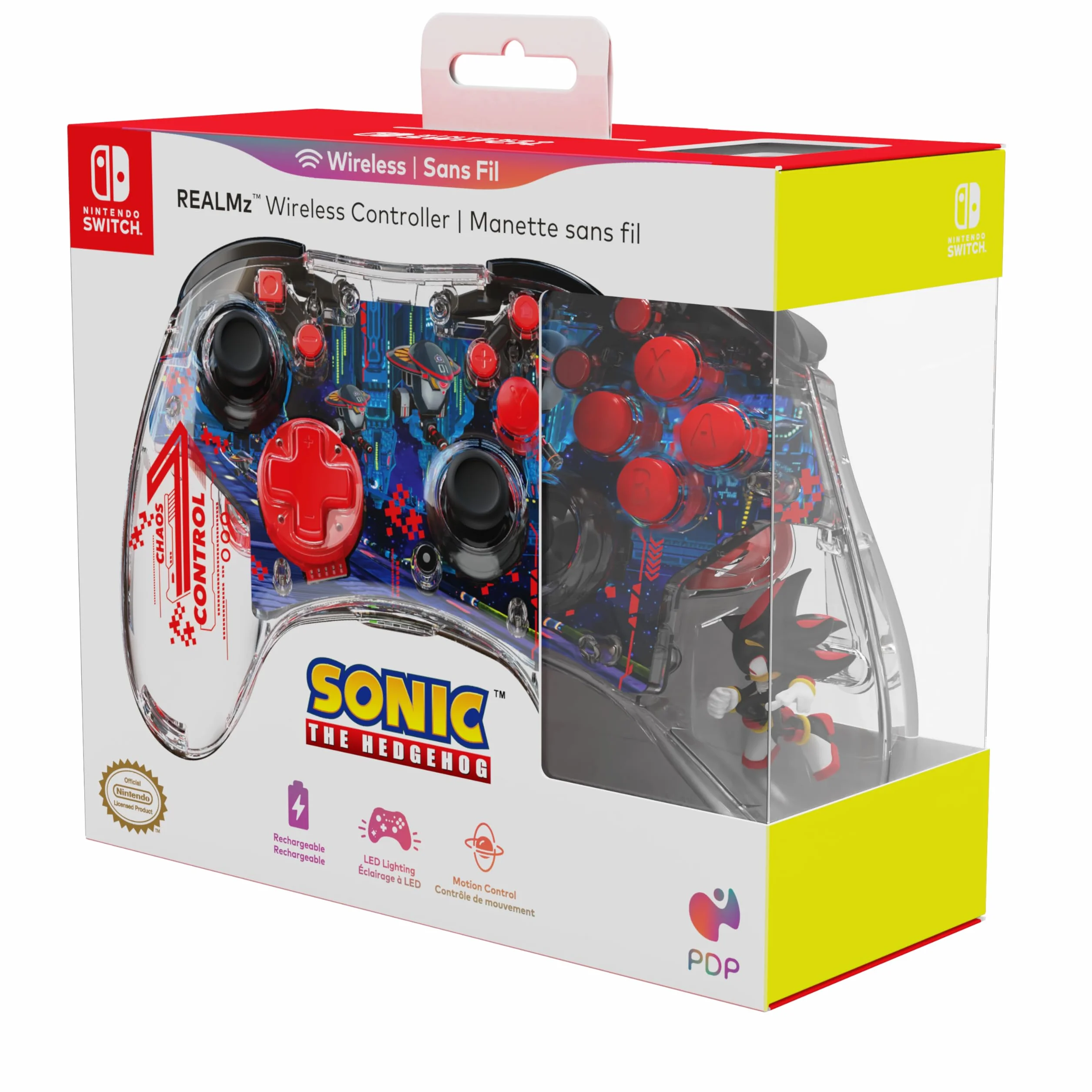 PDP REALMz Wireless Nintendo Switch Pro Controller Rechargeable LED Licensed Sonic Shadow Space Colony ARK Full Motion Controls