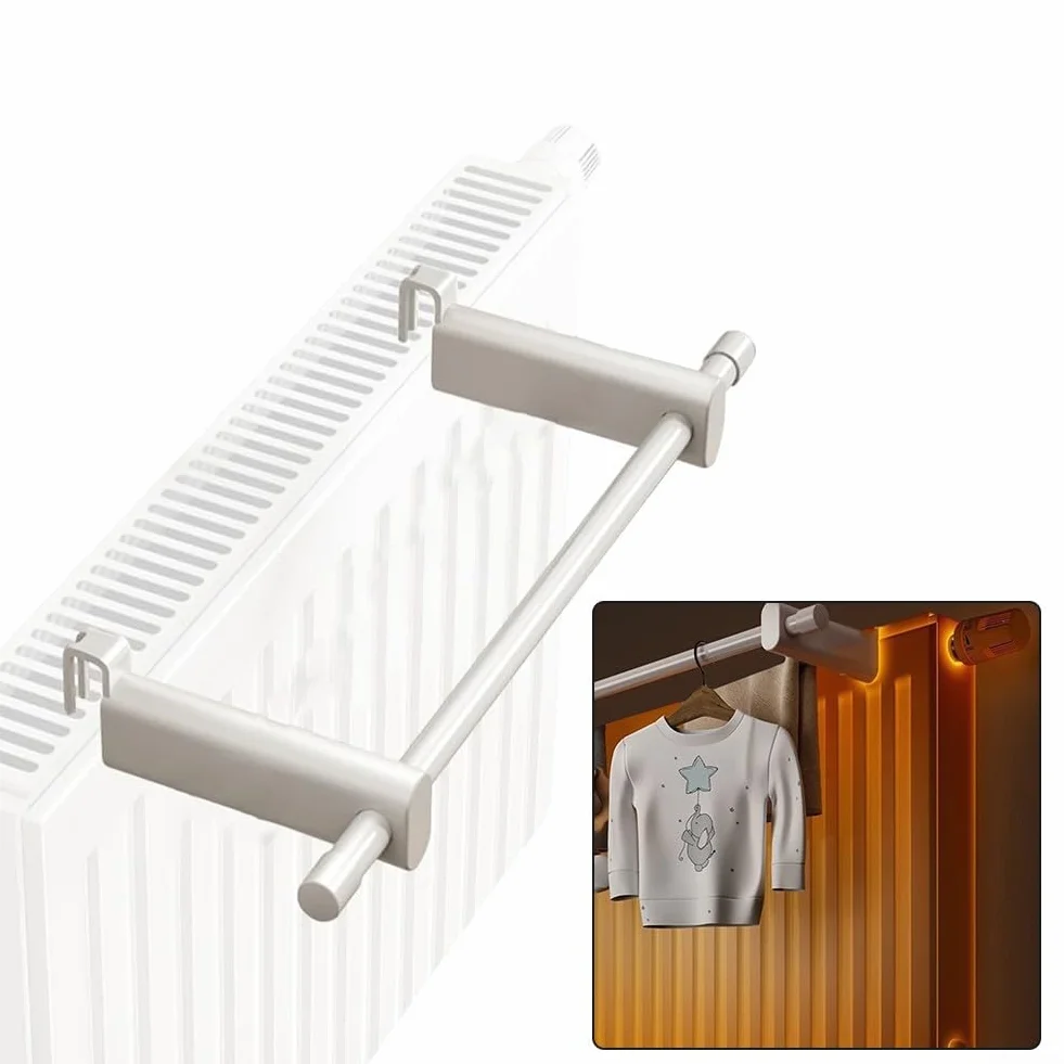 Kompaktowy wieszak na ręczniki grzejnikowe 30 cm biały stal organizer łazienkowy