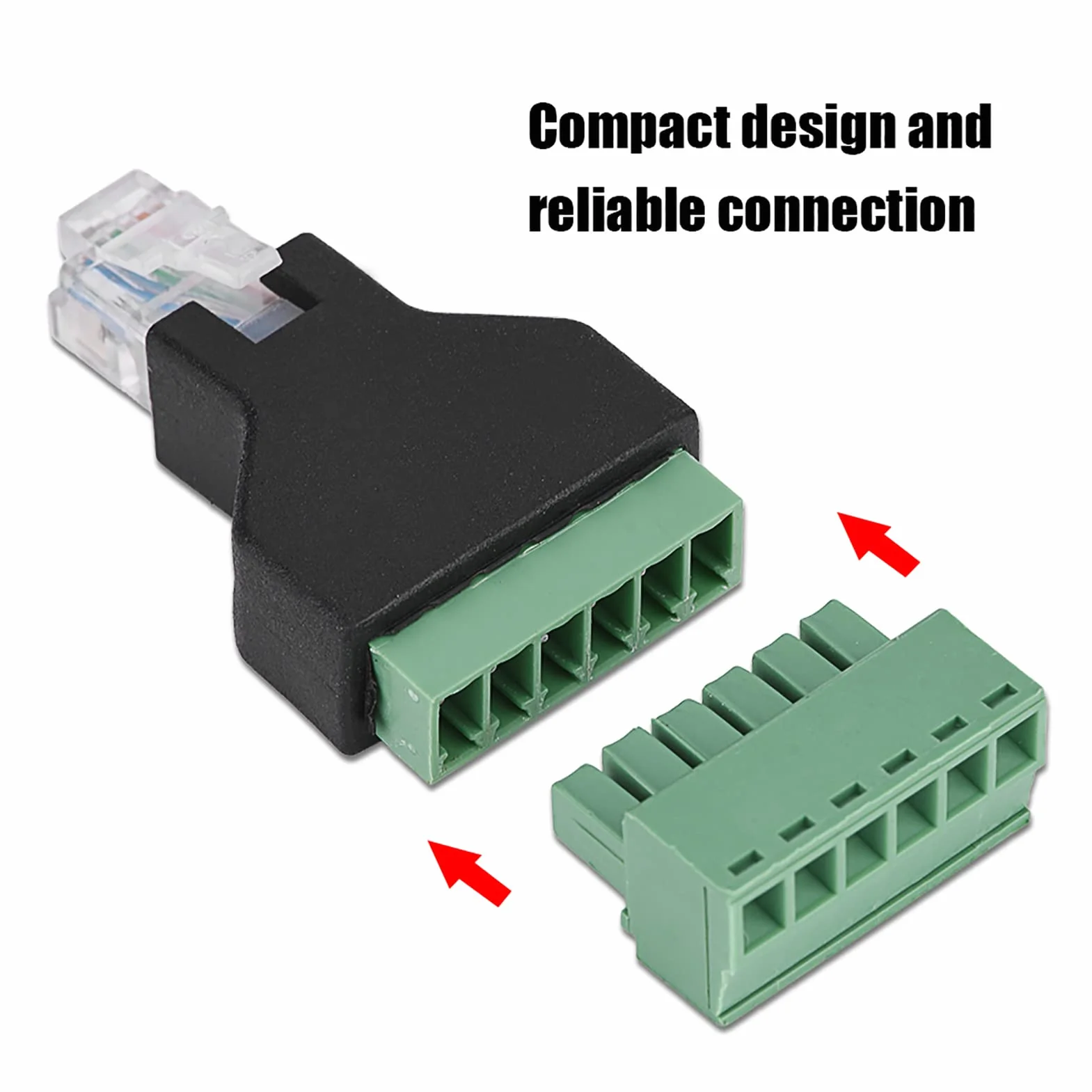 Adapter Końcówki śrubowej RJ12, 2 szt. Plastikowe Złącze Ethernet RJ12 6P6C Złącze Męskie na 6-pinowe Zaciski śrubowe