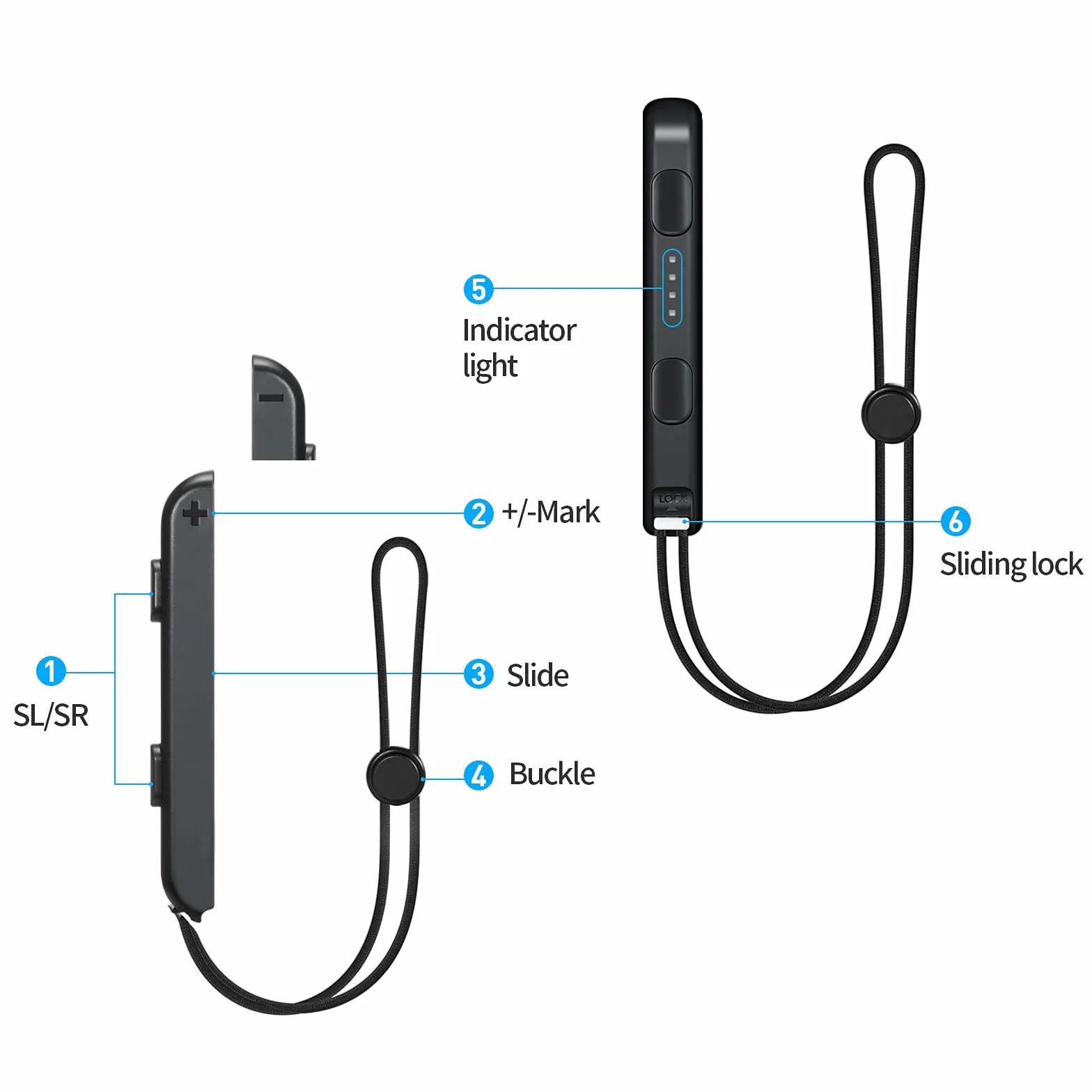 Pasek na nadgarstek do Switch Joycon – 2-pak smyczy części zamienne akcesoria do kontrolera Joy Con Joy-Con
