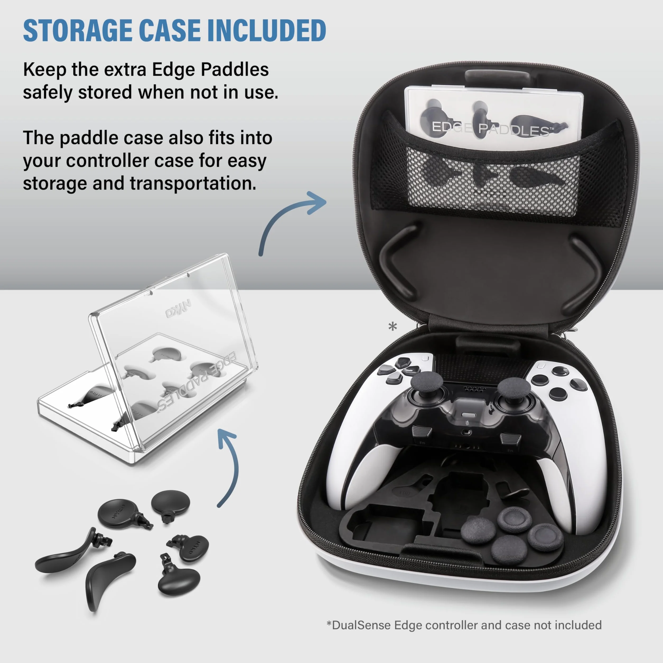 Nyko Edge Paddle metalowy zamiennik tylnego przycisku do kontrolera PS5 Dual Sense Edge 3 zestawy wymiennych wioseł etui do przechowywania
