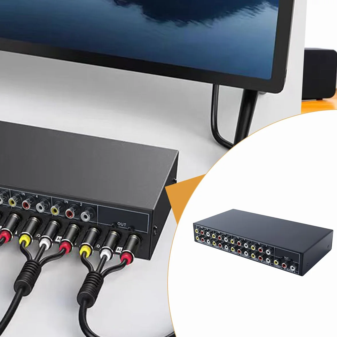 8 portów AV Switch Box 8 w 1 Out AV Composite Switcher Splitter do HDTV LCD DVD Konsole do gier