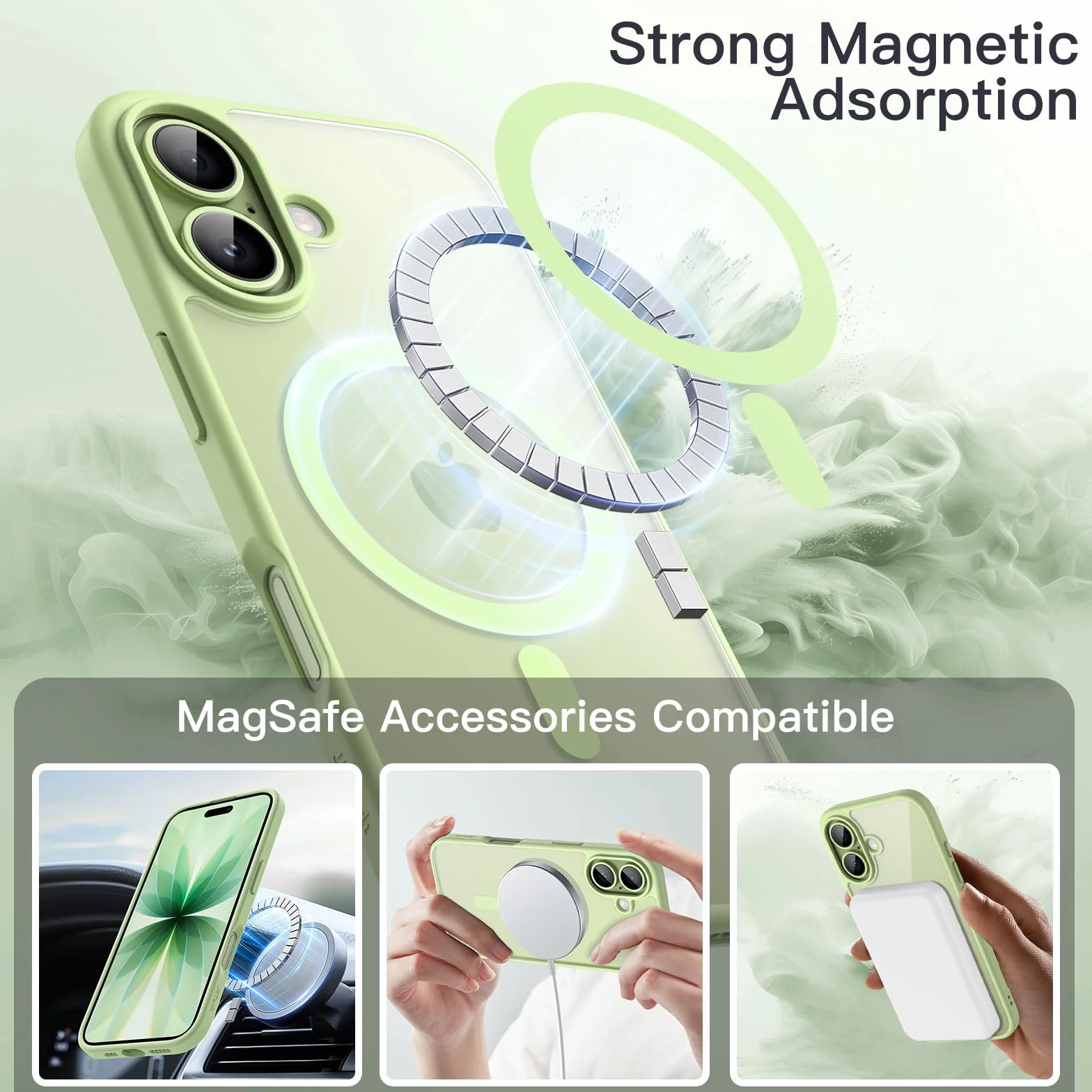 JETech Magnetyczne Etui dla iPhone 17 6,3 Cala Kompatybilne z MagSafe, Bumper Telefonu Osłona, Jednokolorowa Matowe Ramka z TPU, Odporny na Zarysowania Przejaśniać Tył (Szałwia)