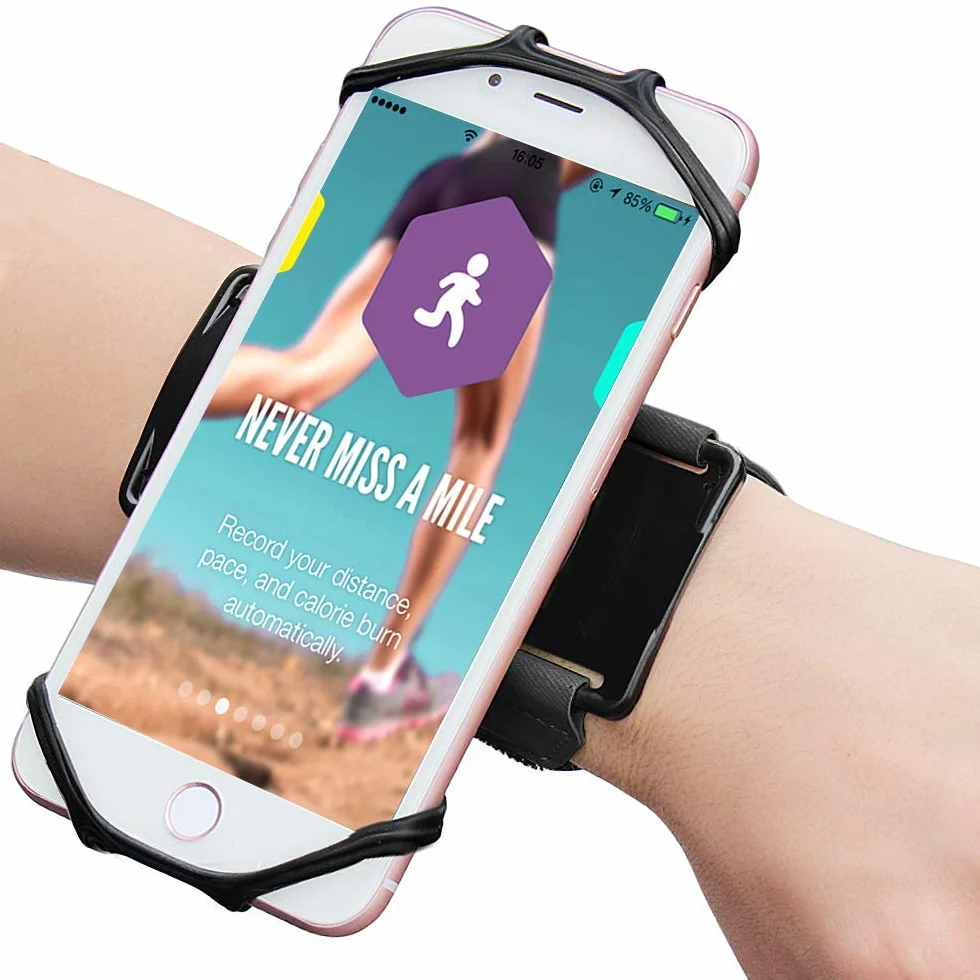 Nadgarstek i opaska 2 w 1: Uniwersalna, do smartfonów do 7 cali Obrót o 360° Kompatybilny iPhone, Samsung, Xiaomi - Czarny