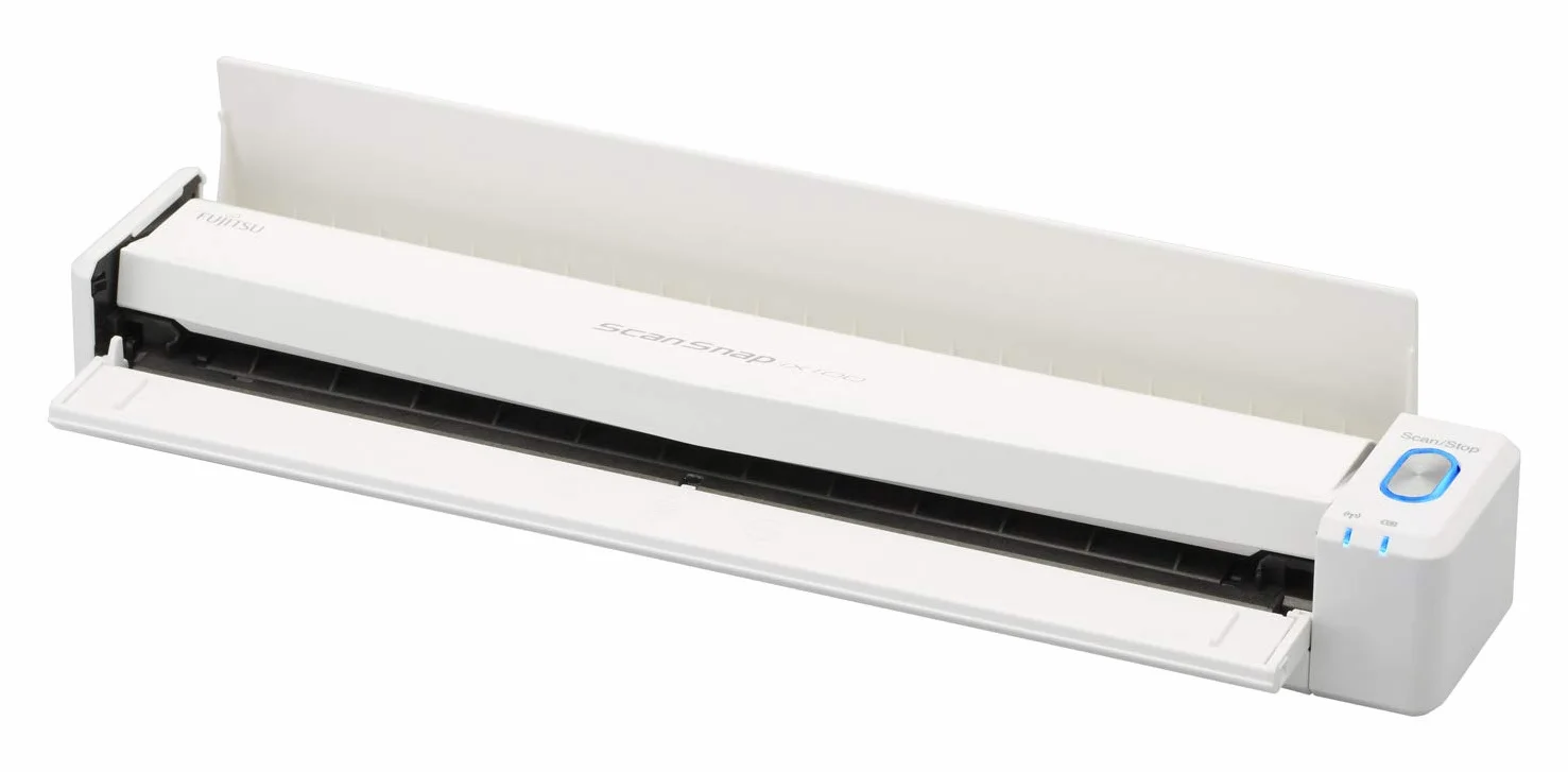 ScanSnap iX100 Blanc - Scanner Portable de Documents - Scanner Rechargeable, A4, sans Fil avec WiFi et USB