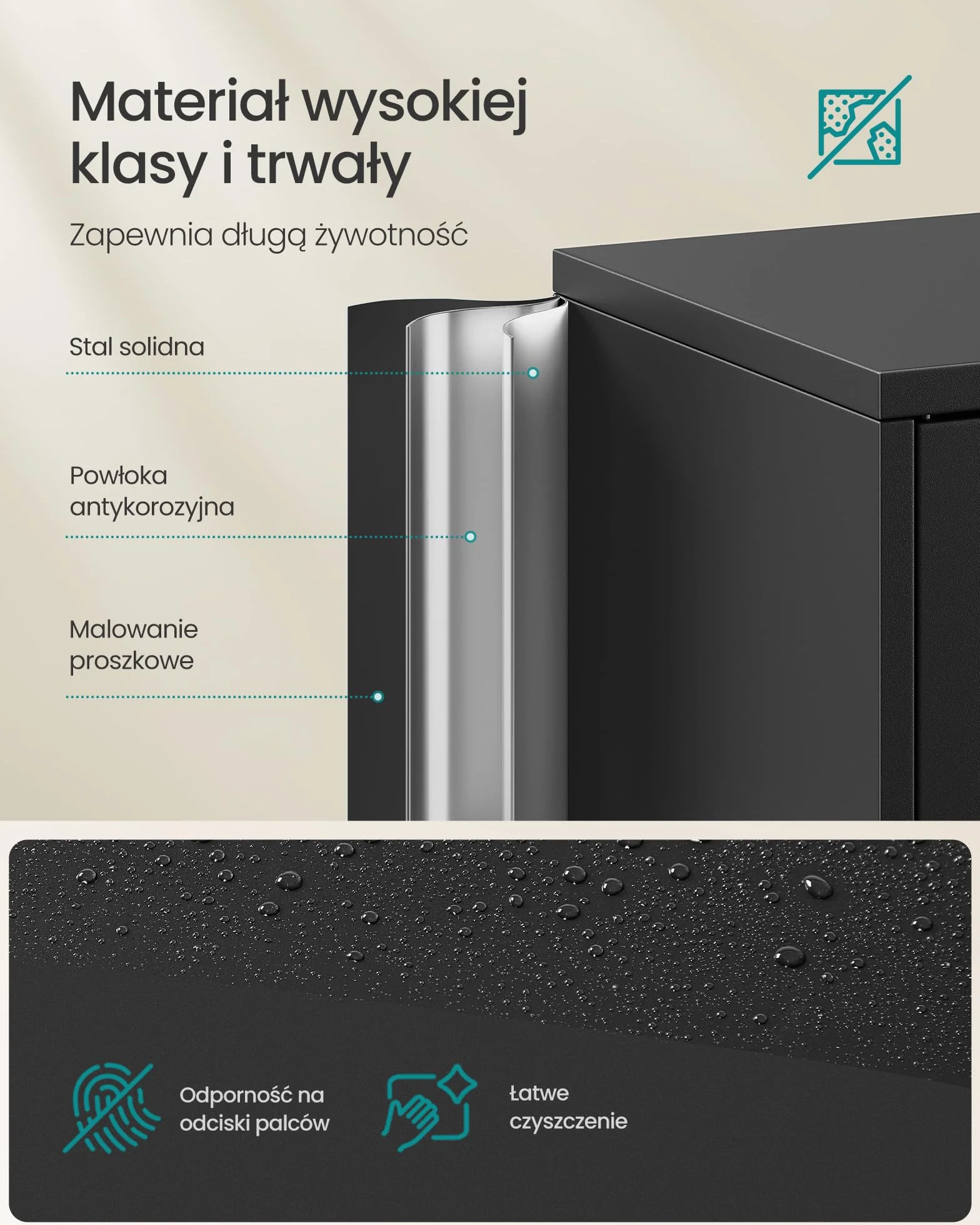 SONGMICS 5-półkowa szafa garażowa z 2 drzwiami, szafa biurowa, 40 x 80 x 180 cm, 1 zamek, regulowane półki, metalowa szafka, matowa czerń OMC015B01
