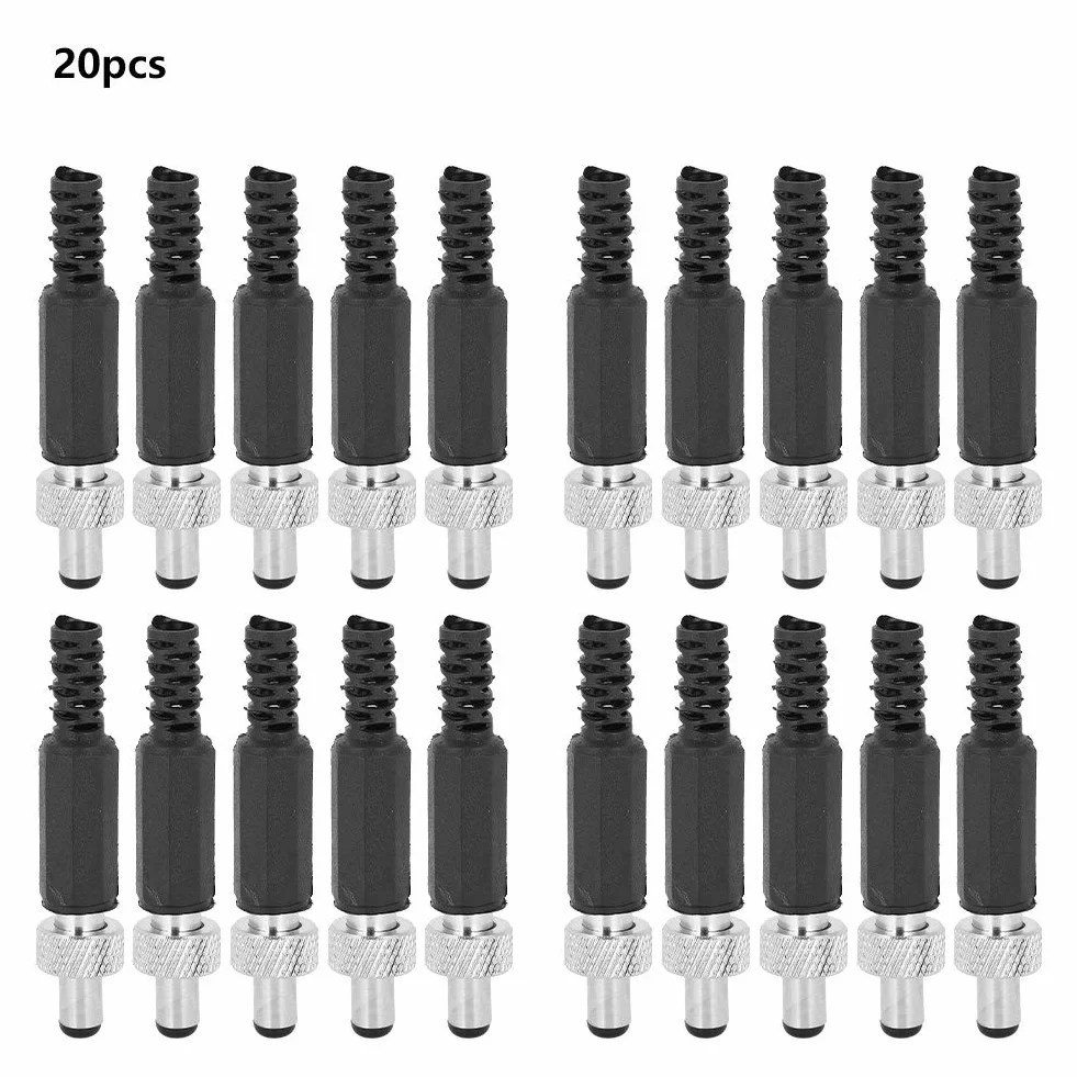 20 szt. Męska Wtyczka Zasilania DC z blokadą Trwały Plastikowy Metal 5,5 X 2,1 Mm do Odtwarzaczy Multimedialnych o