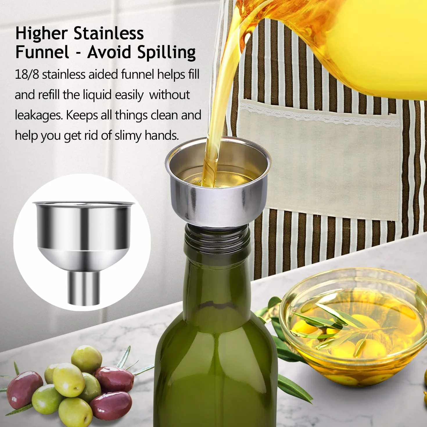 Aozita D6-G-UK Butelka na Oliwę, Zielony/Biały, 500 ml