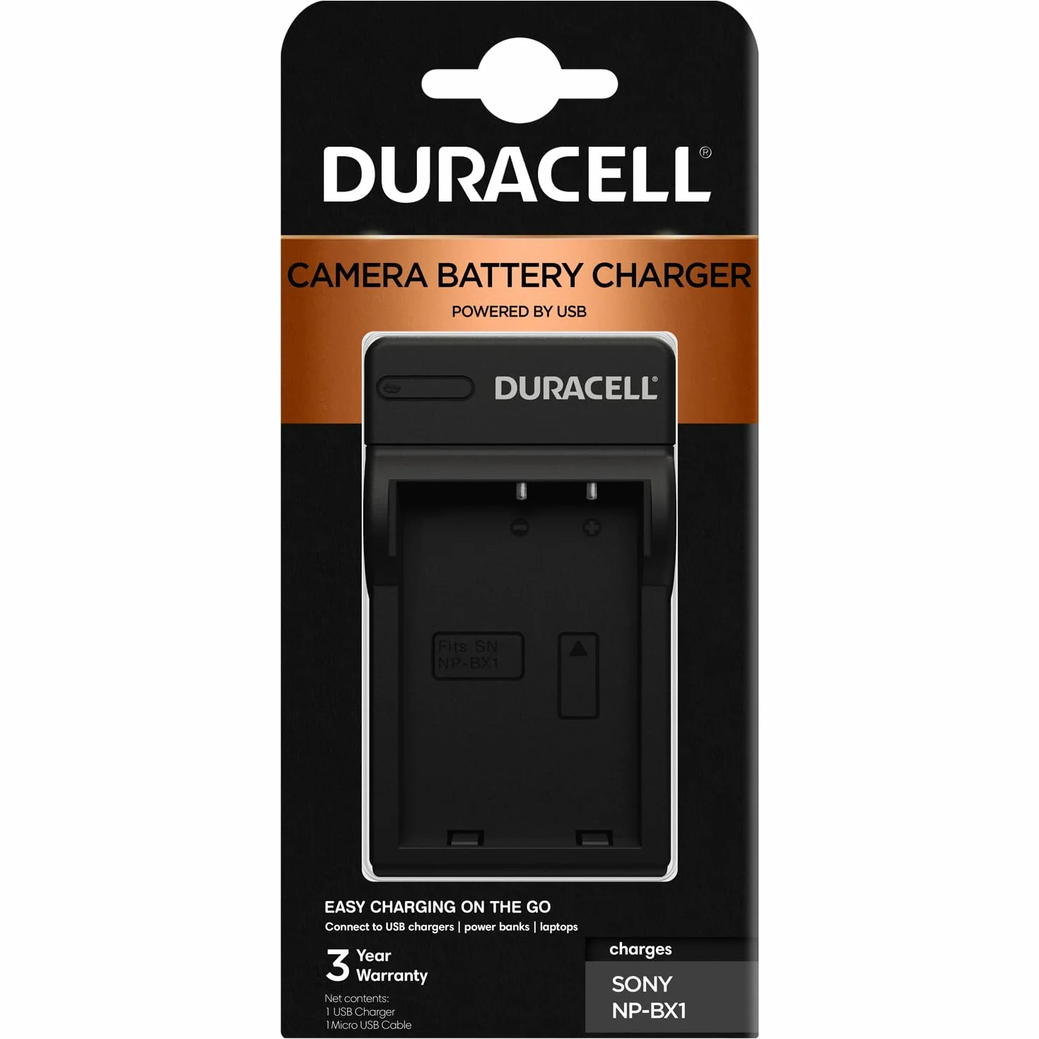 Duracell DRS5963 Ladegerät mit USB Kabel, Black