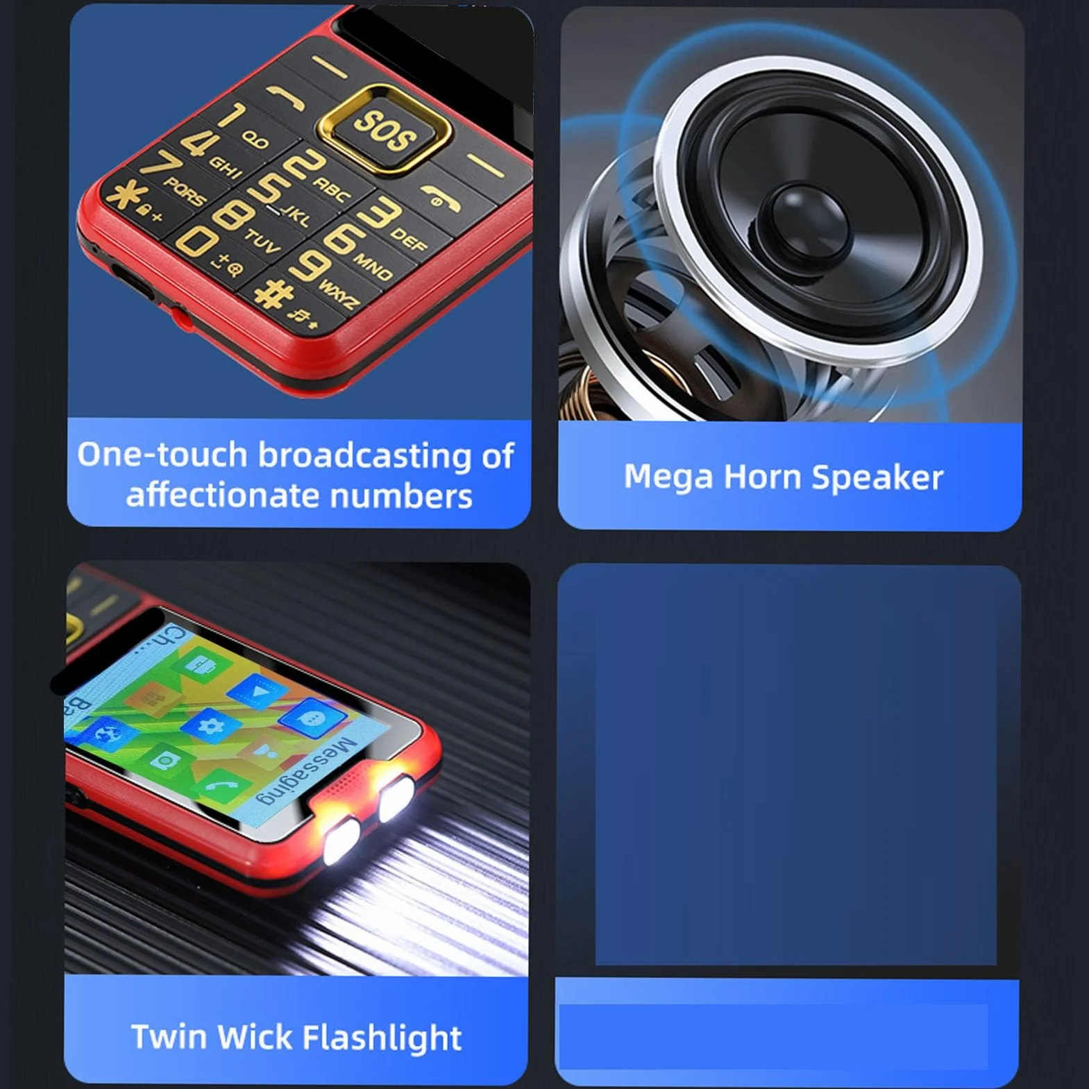 Lazmin112 Telefon Komórkowy 4G z Dużymi Przyciskami Dla Seniorów, Ekran Hd 2,6 Cala, Dwie Karty Sim, Sos, 0,13 Mp, Latarka, Skróty Do Numerów, Dyktafon, Fm, Muzyki, Bateria 2500 Mah (czerwony)