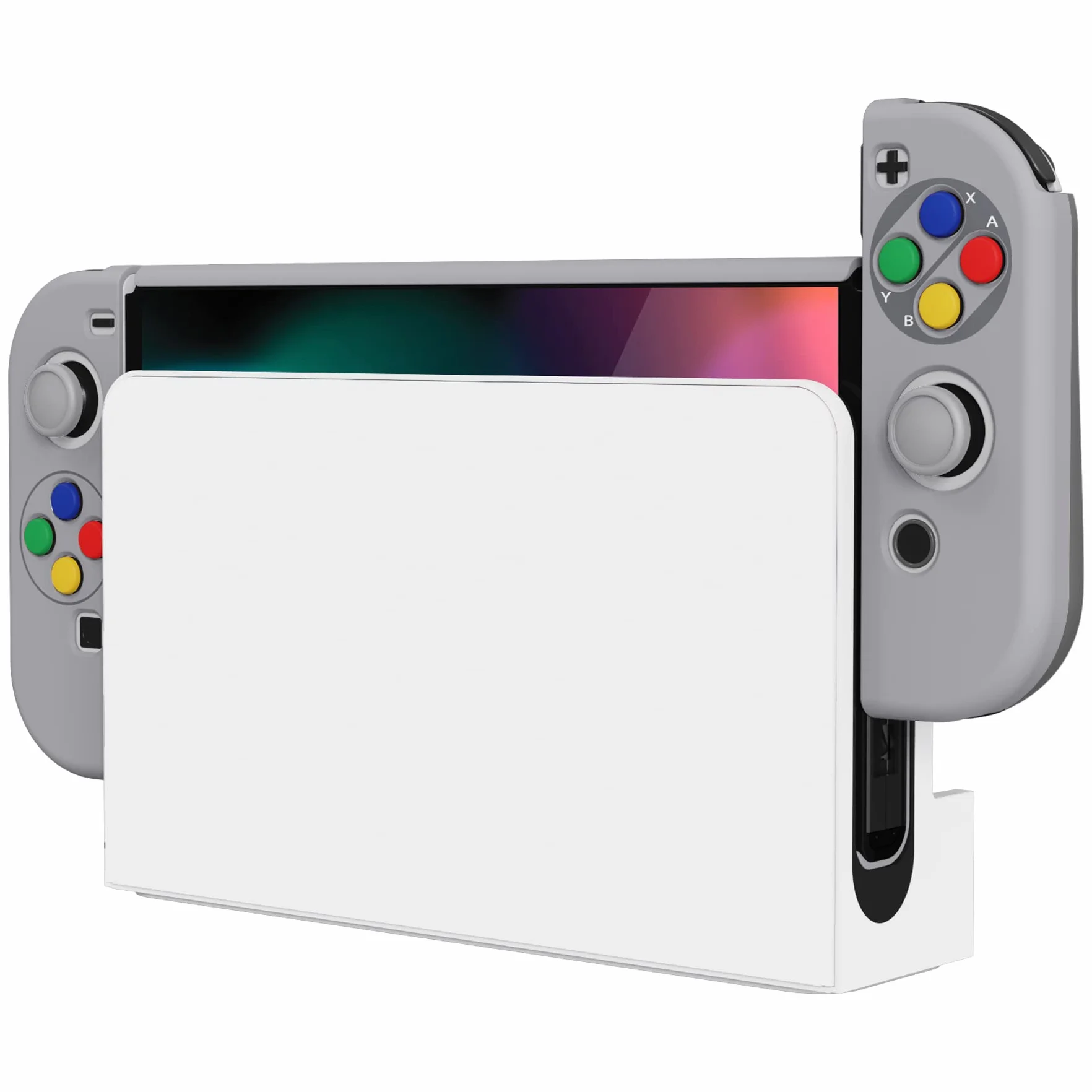 PlayVital Etui Ochronny do Nintendo Switch OLED Hard Shell Case, AlterGrips Dokowalna Futerał, Protective Cover z Kciuka Caps & Caps Przycisków SNES