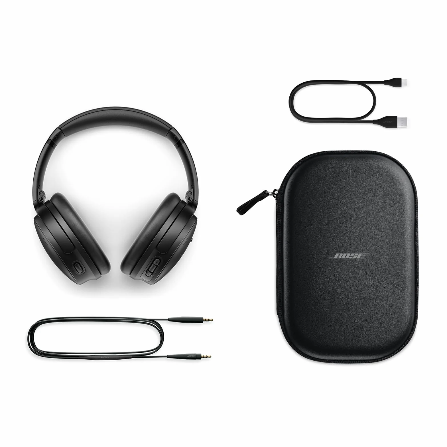 Bose QuietComfort Słuchawki bezprzewodowe z redukcją szumów, słuchawki nauszne Bluetooth z 24-godzinną pracą baterii, Czarny