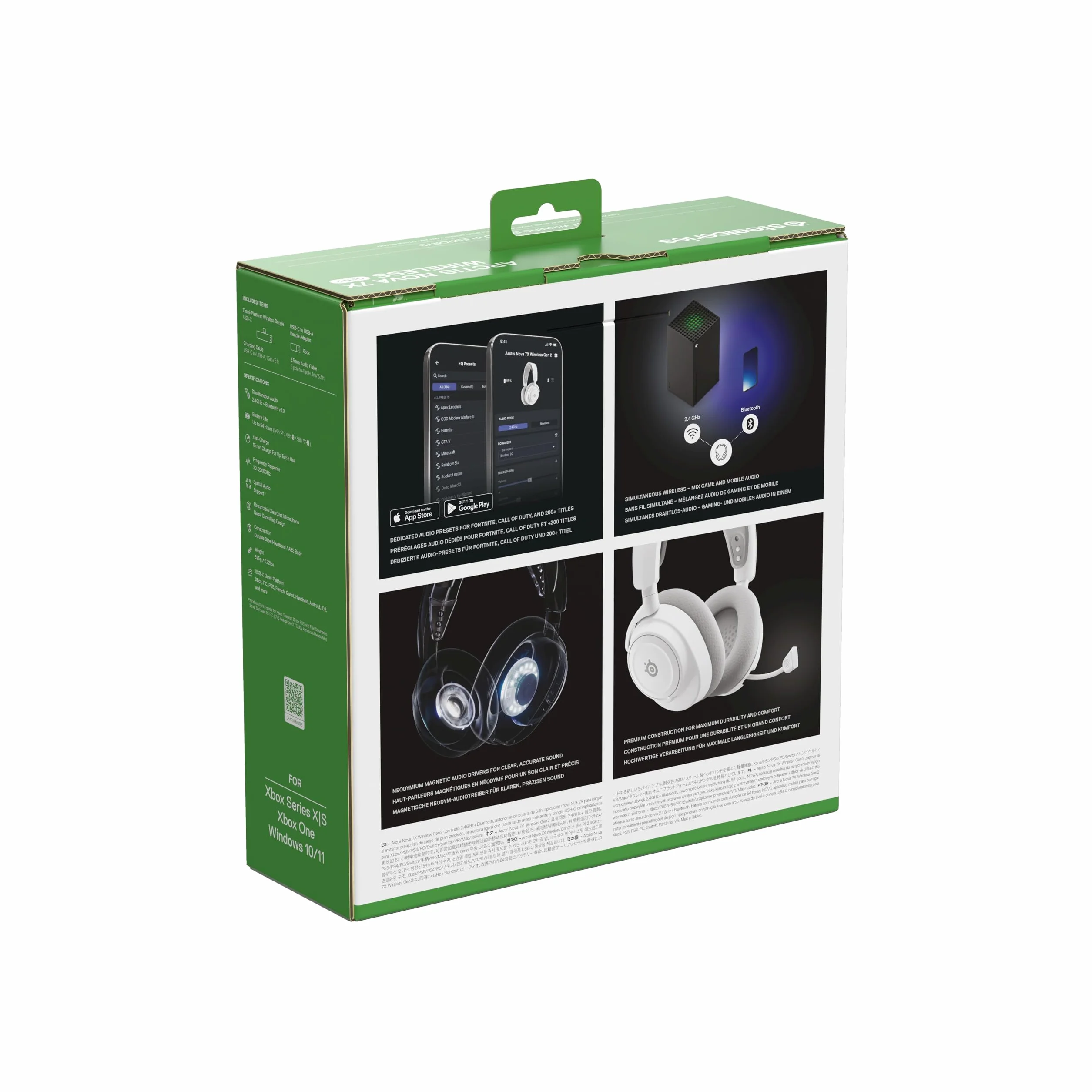 SteelSeries Arctis Nova 7X Wireless Gen 2 do gier -sterowanie aplikacją w czasie rzeczywistym - 50H + -przetworniki magnetyczne z magnesem neodymowym -miks 2,4 GHz/Bluetooth-Xbox,PS5,Switch 1/2,mobile