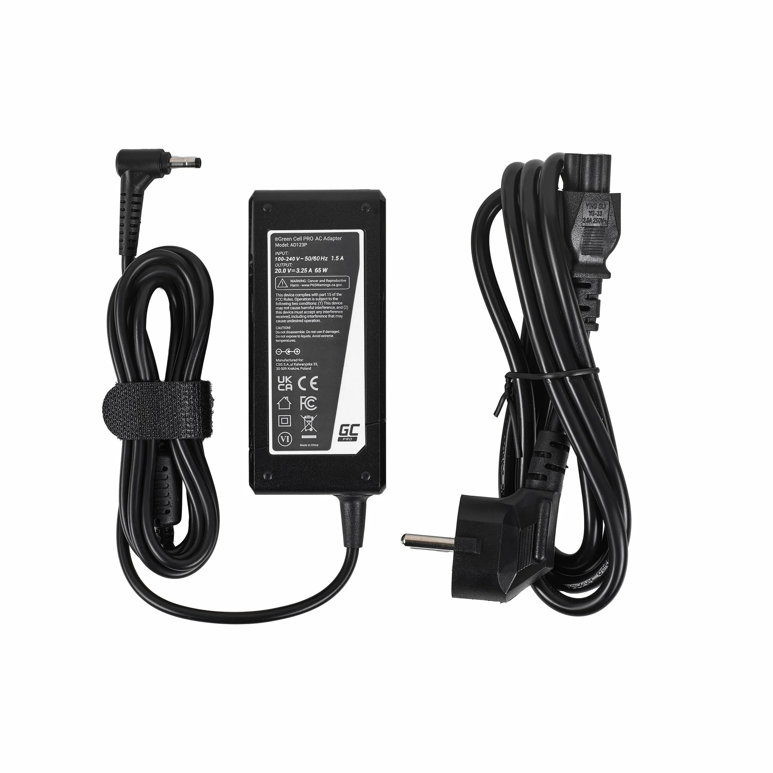 GreenCell PRO zasilacz do Lenovo IdeaPad 100-15IBD 110-15ACL 110-15ISK 310-15ISK 320-15IKB 320-15ISK ładowarka do laptopa z kablem zasilającym (20 V 3.25A 65W)