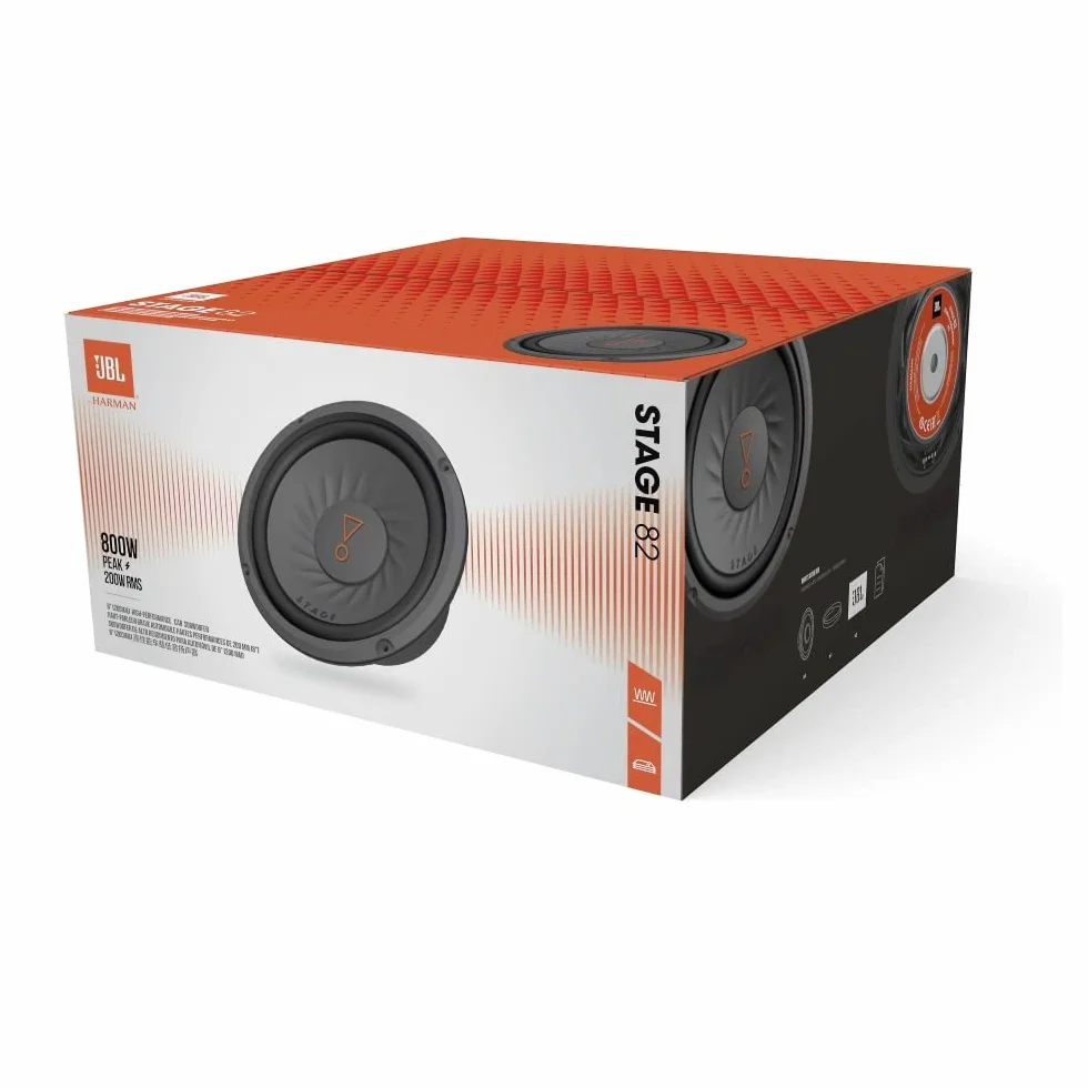 JBL Stage 82 20 cm/200 mm (8") samochodowy subwoofer HiFi Chassis/woofer/głośnik, czarny, moc maksymalna 800 W