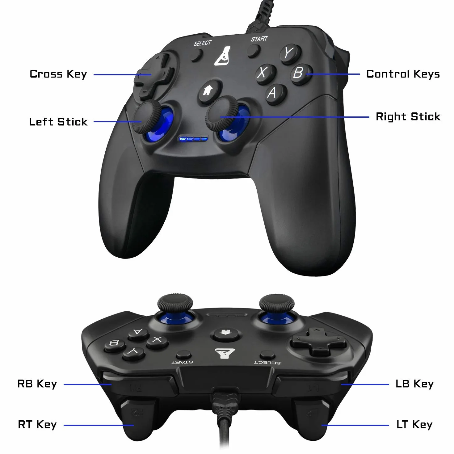 THE G-LAB K-Pad Thorium Przewodowy kontroler gier USB Gamepad dla PC PS3 Windows Android (czarny)