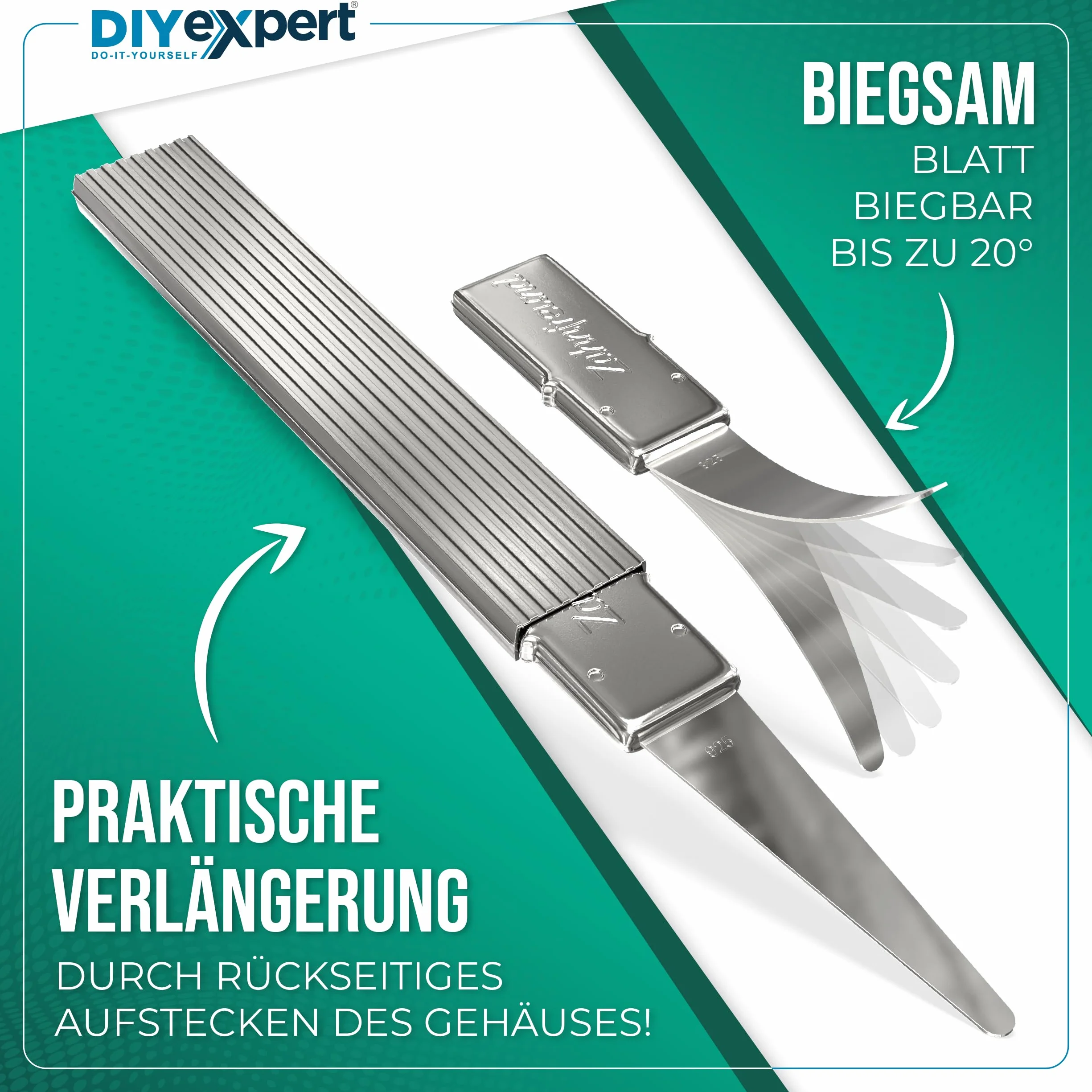DIYexpert Srebrna Wykałaczka do zębów z metalu Made in Germany 1 sztuka