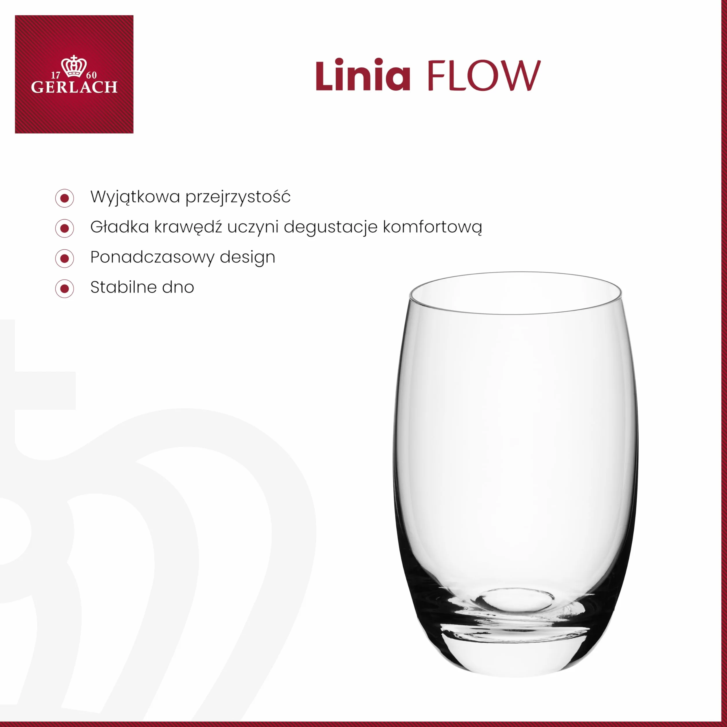 Gerlach 1760 Zestaw 6 Szklanek Flow 450 ml Przezroczyste