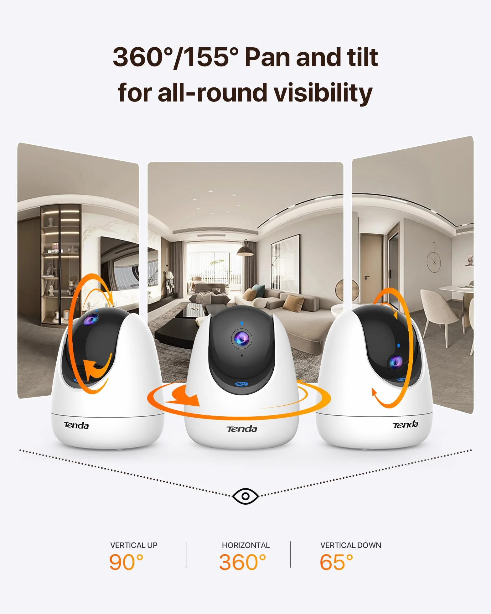 Kamera bezpieczeństwa wewnętrzna Tenda CP3 Pro V1.1, kamera 2K Wi-Fi z dwukierunkowym dźwiękiem, widzenie nocne, śledzenie osób, połączenia jednym kliknięciem, alarmy i powiadomienia push
