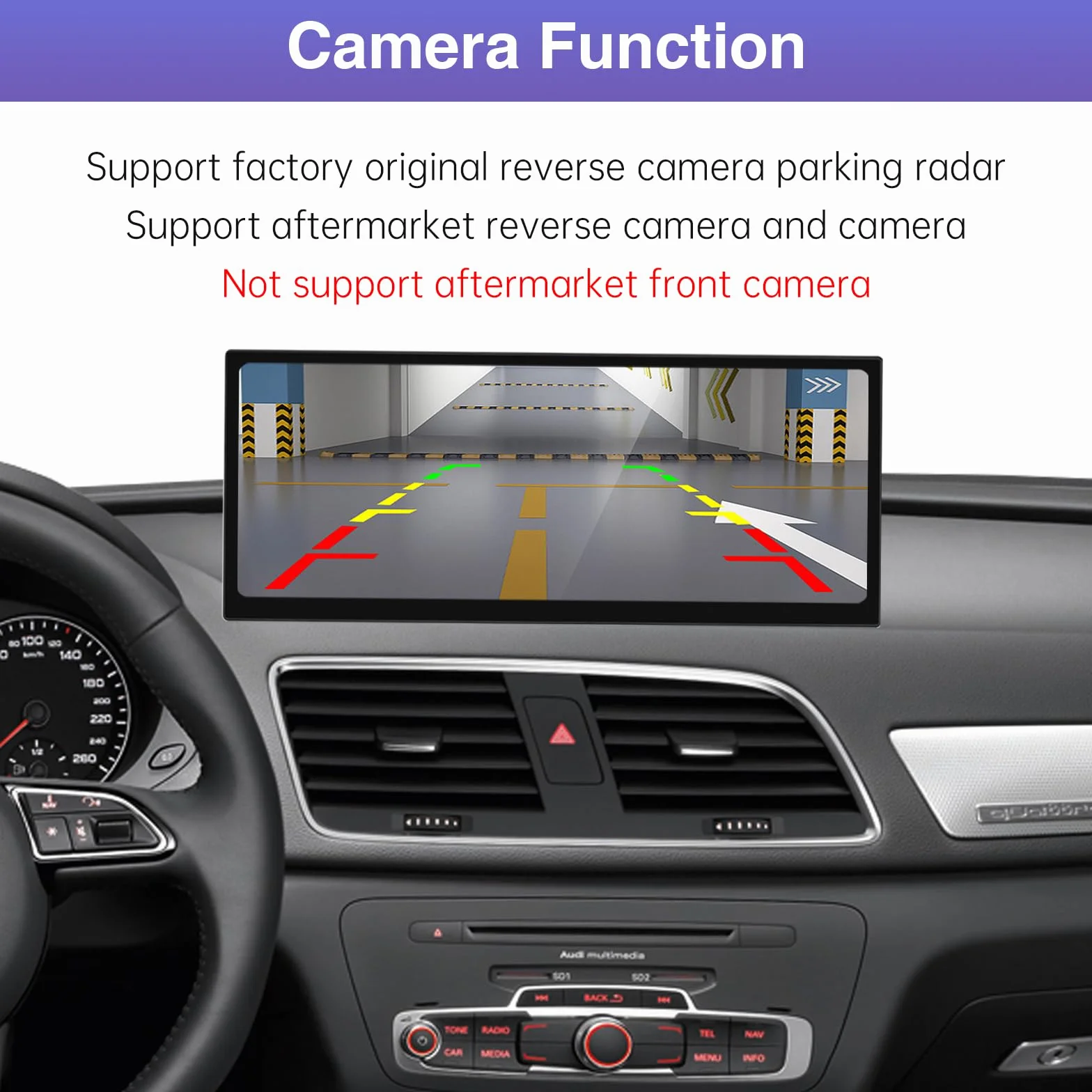 Road Top 12,3 cala Bezprzewodowy ekran dotykowy radia samochodowego CarPlay dla Audi Q3 2013-2018 rok, multimedialny ekran stereo radia samochodowego, obsługa bezprzewodowego Android Auto