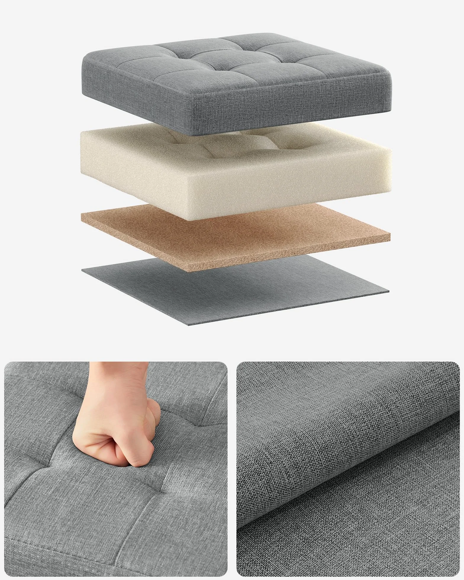 SONGMICS Taboret z przechowywaniem 30x30 cm składany 130 kg