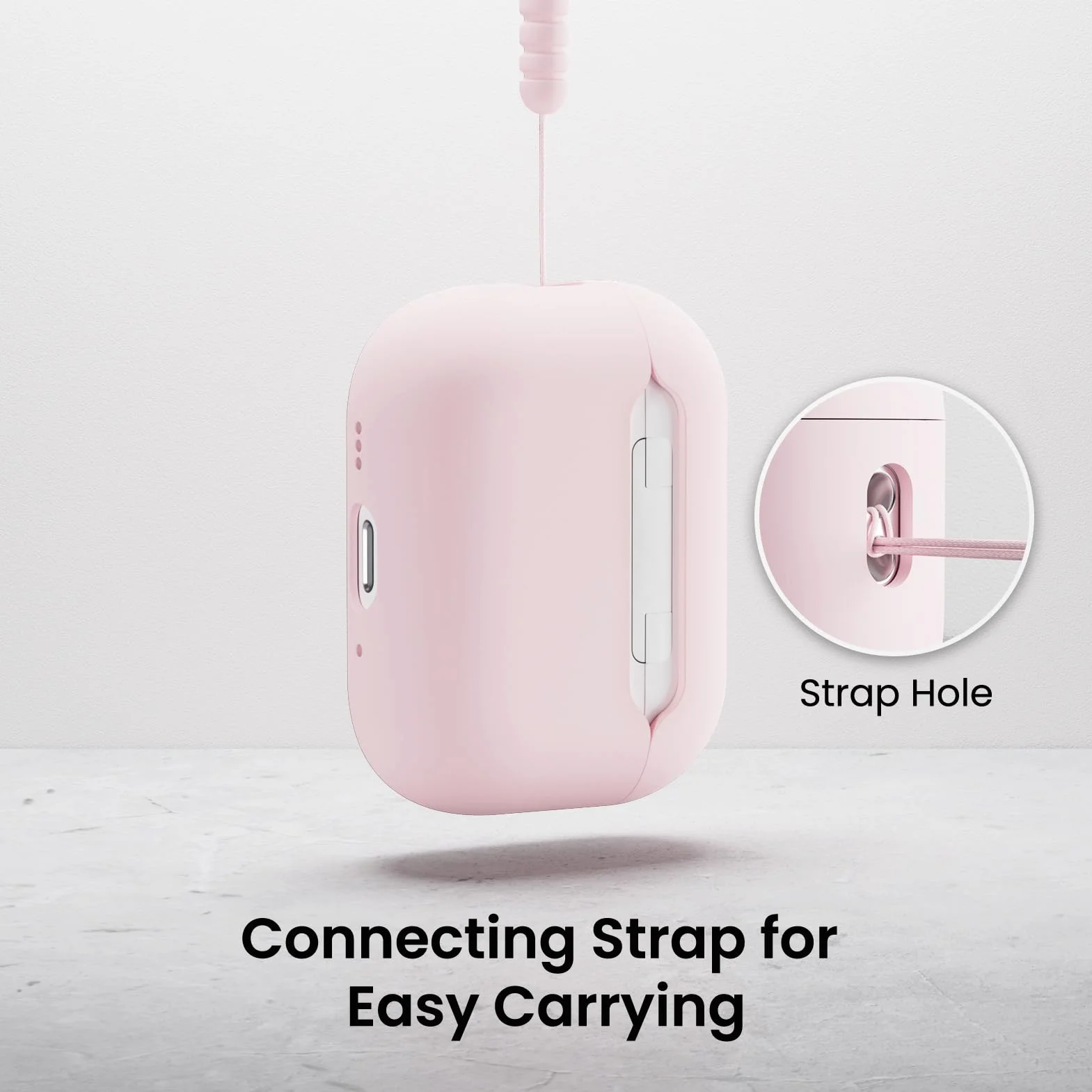 ORNARTO Kompatybilne z Airpods Pro 3 Case (2025), Ochronne Etui Pokrowiec z Płynnego Silikonu do Airpods Pro 3. Generacji ze Smyczą Miękka Powłoka Przednia Dioda LED Widoczna-Różowy