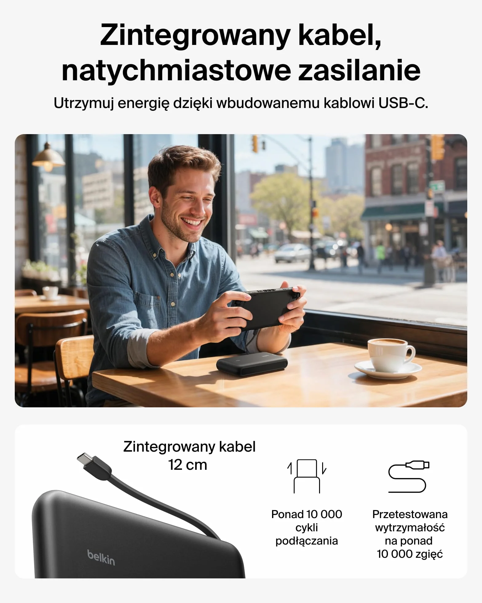 Belkin powerbank 30 W 20 000 mAh USB-C PD szybkie ładowanie czarny
