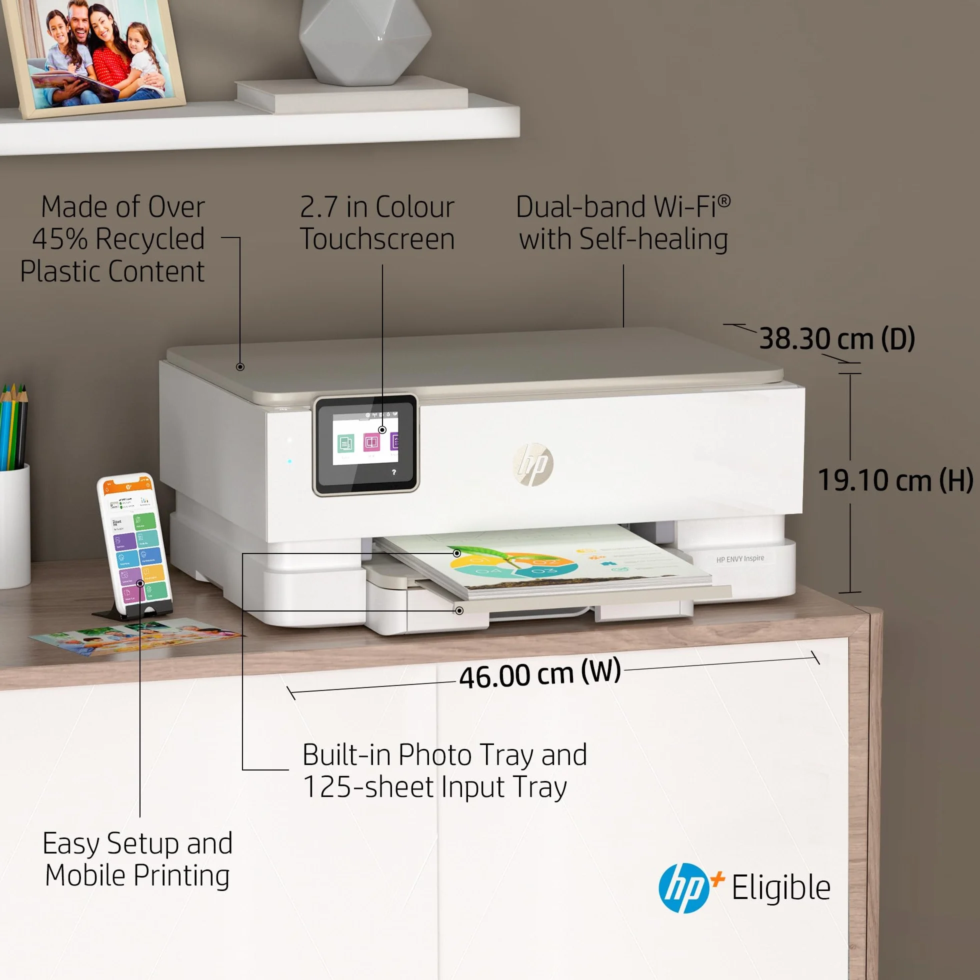 Drukarka HP Envy Inspire 7220e All In One - kolorowa drukarka atramentowa - 6 miesięcy Instant Ink w zestawie z HP+ (ksero, skanowanie, drukowanie, zdjęcie, A4, Recto/Verso, Wifi), biała