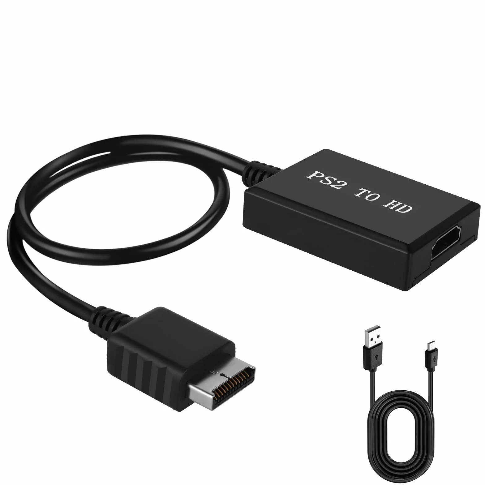 AXFEE Kabel adaptera PS2 na HDMI, adapter konwertera PS2/Slim PS2 na HDMI, kompatybilny z adapterem HDMI Playstation 2, audio i wideo